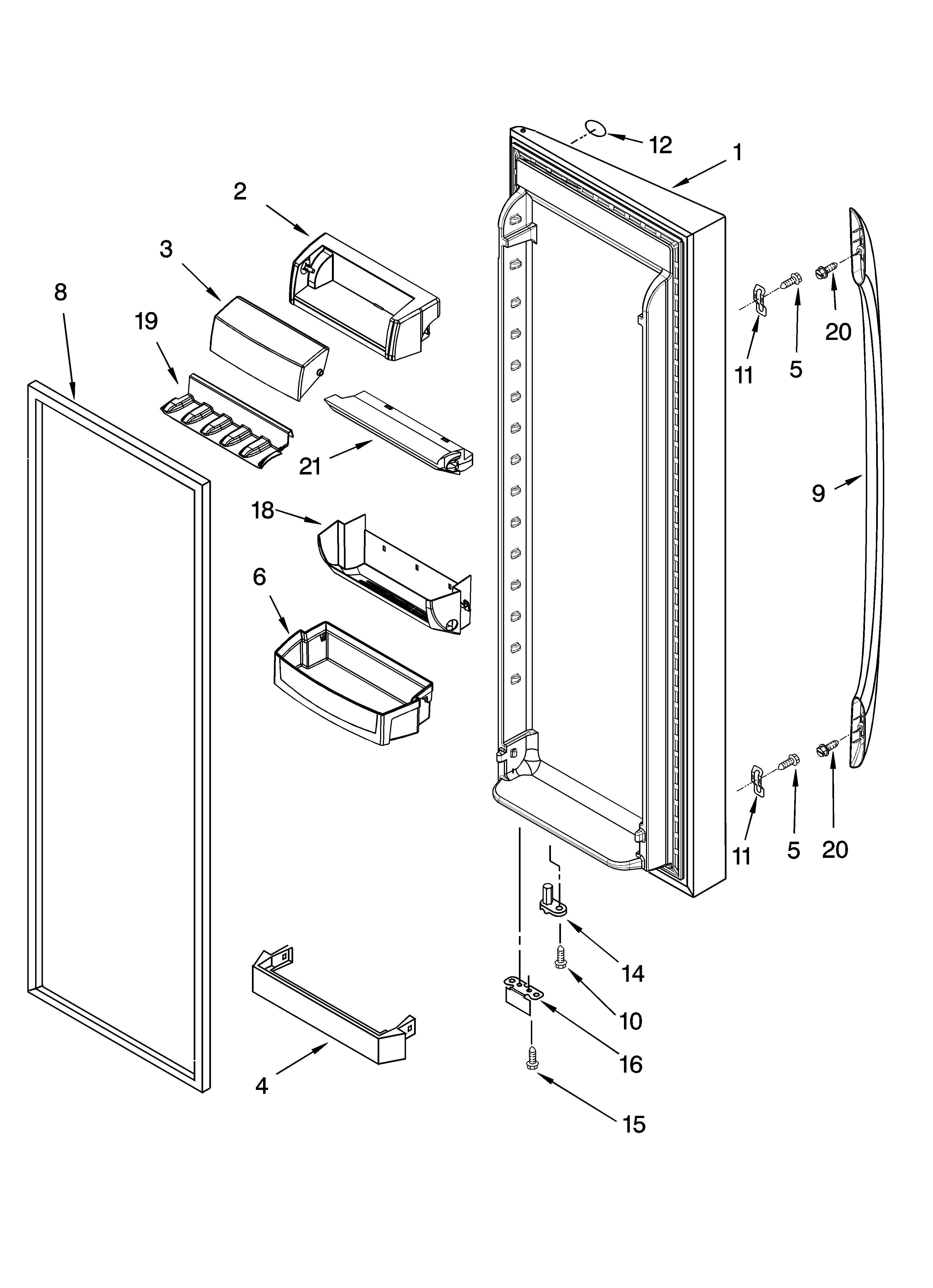 Whirlpool GS2SHAXNS02 refrigerator door parts diagram