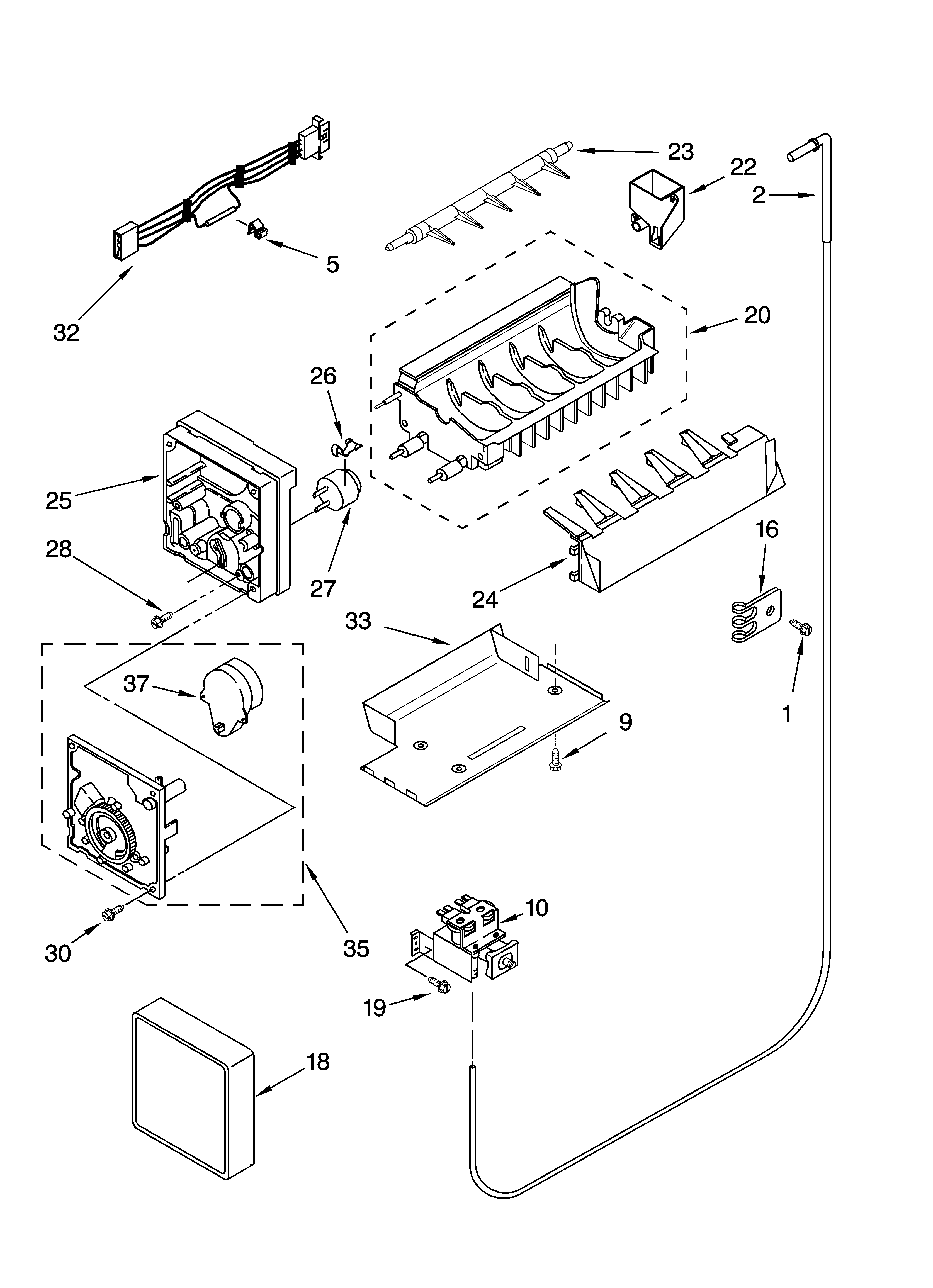 Whirlpool GS2SHAXNS02 icemaker parts diagram