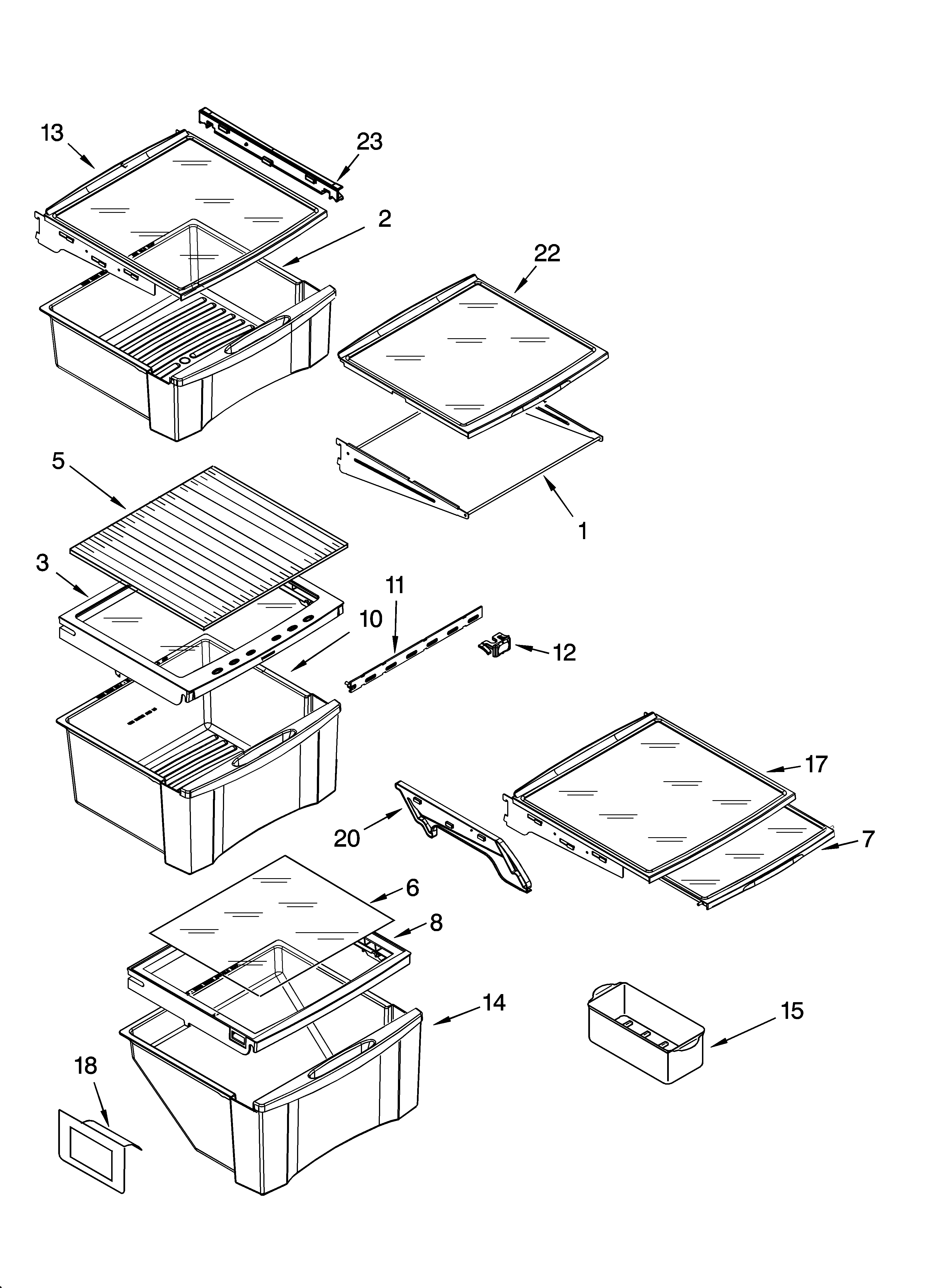 Whirlpool GS2SHEXNS02 refrigerator shelf parts diagram