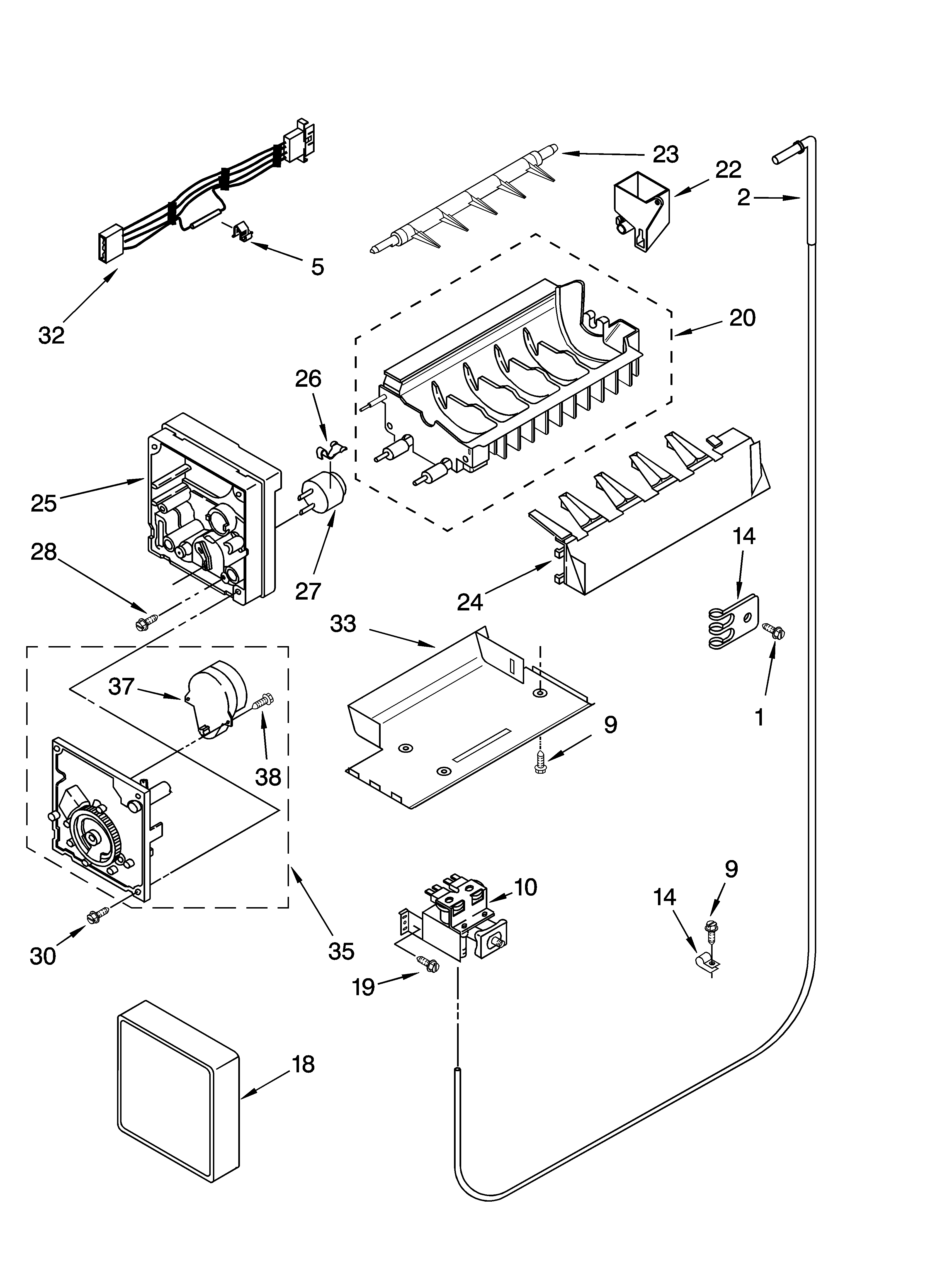 Whirlpool GS2SHEXNS02 icemaker parts diagram