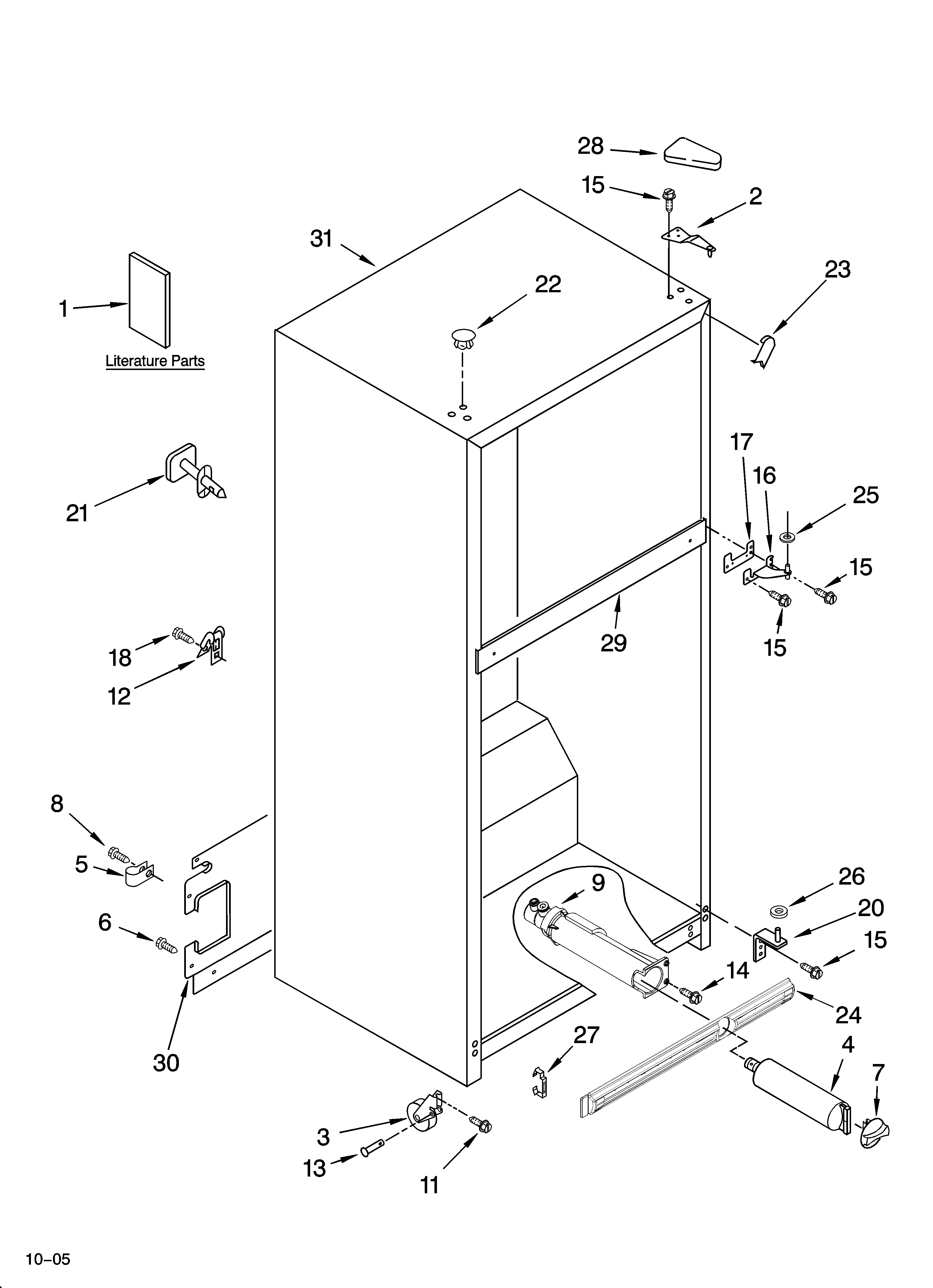Whirlpool GT1SHTXMQ04 cabinet parts diagram