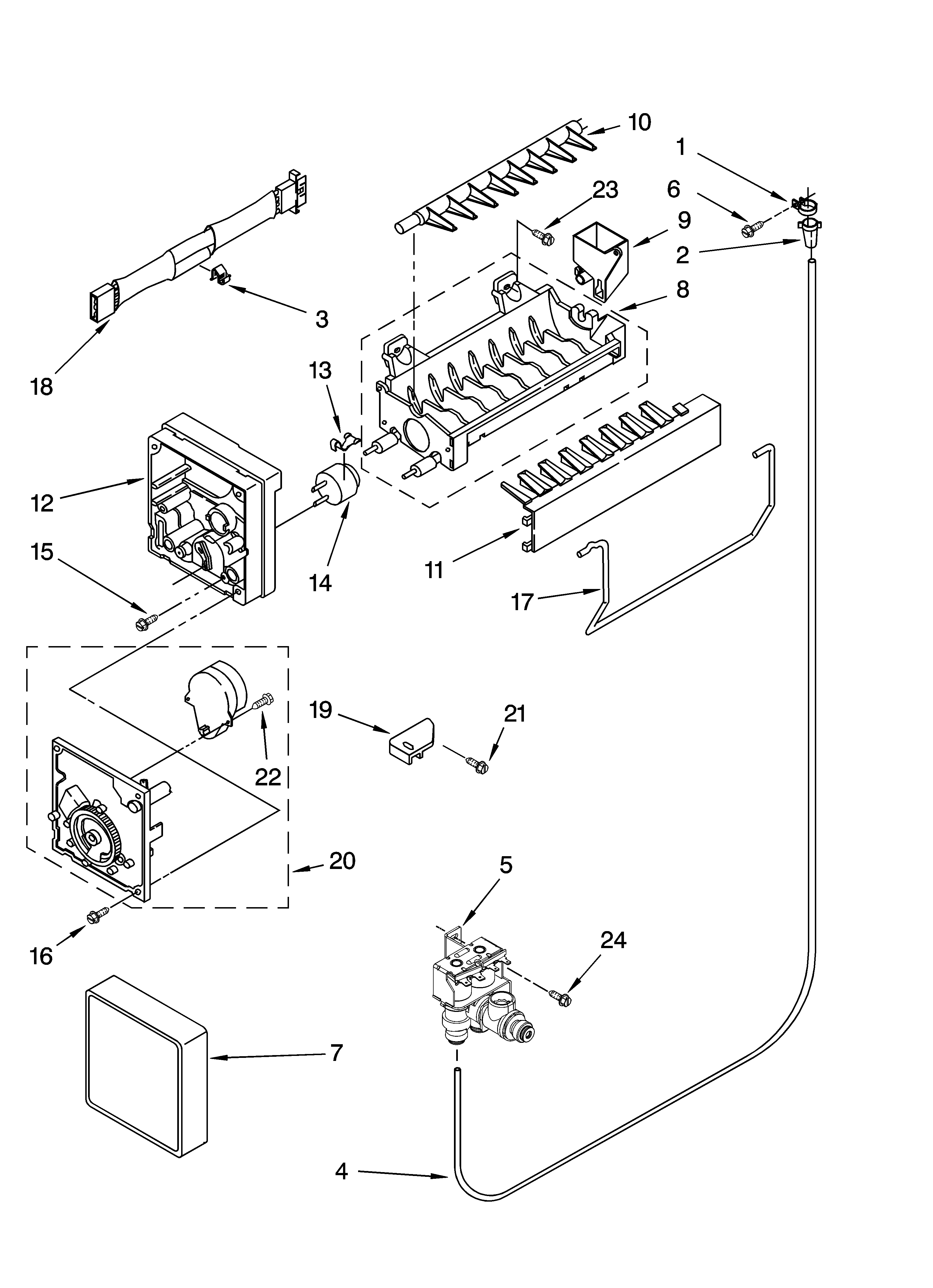 Whirlpool GT1SHTXMQ04 icemaker parts diagram