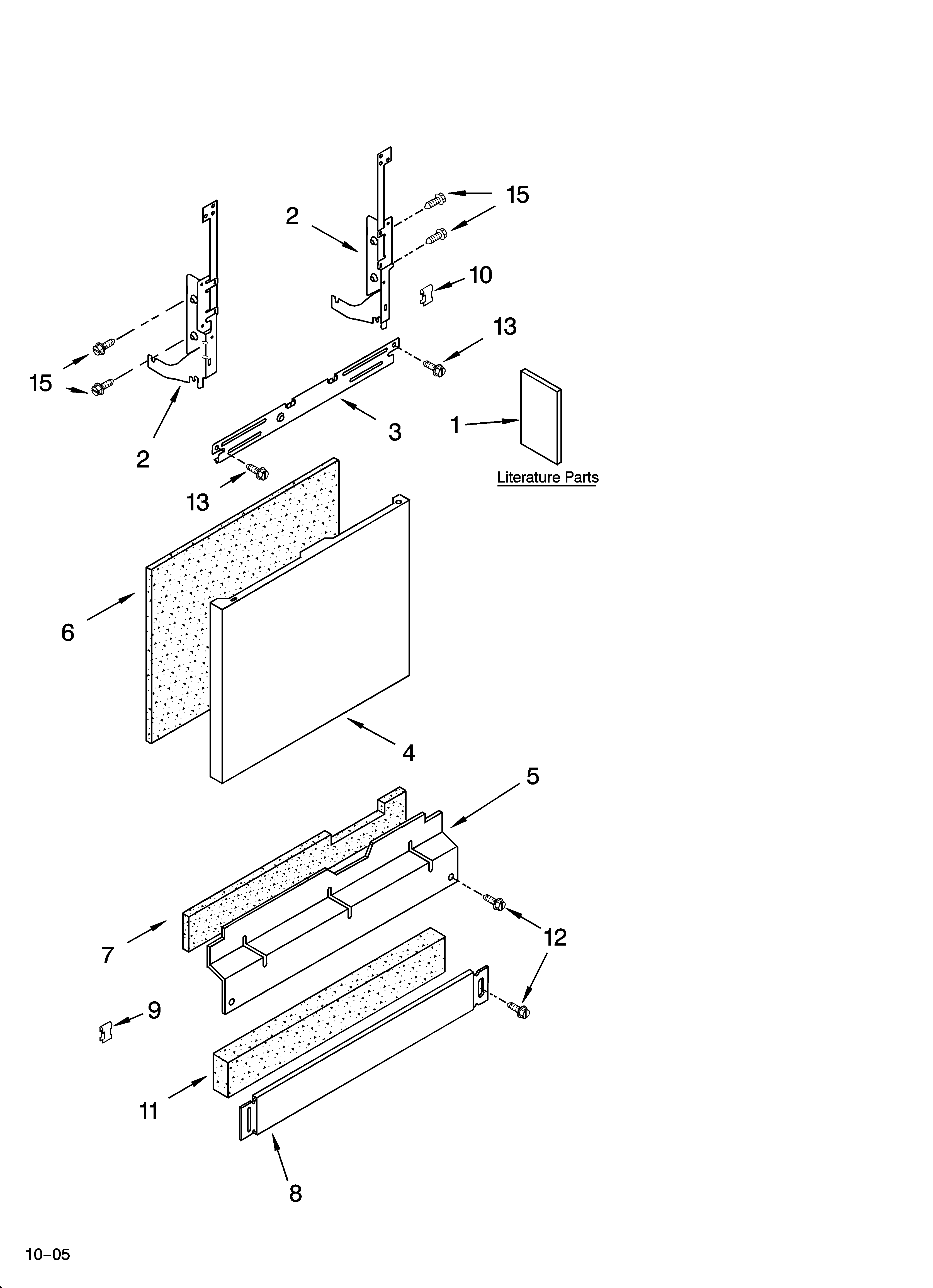 Whirlpool GU2548XTPS7 door and panel parts diagram
