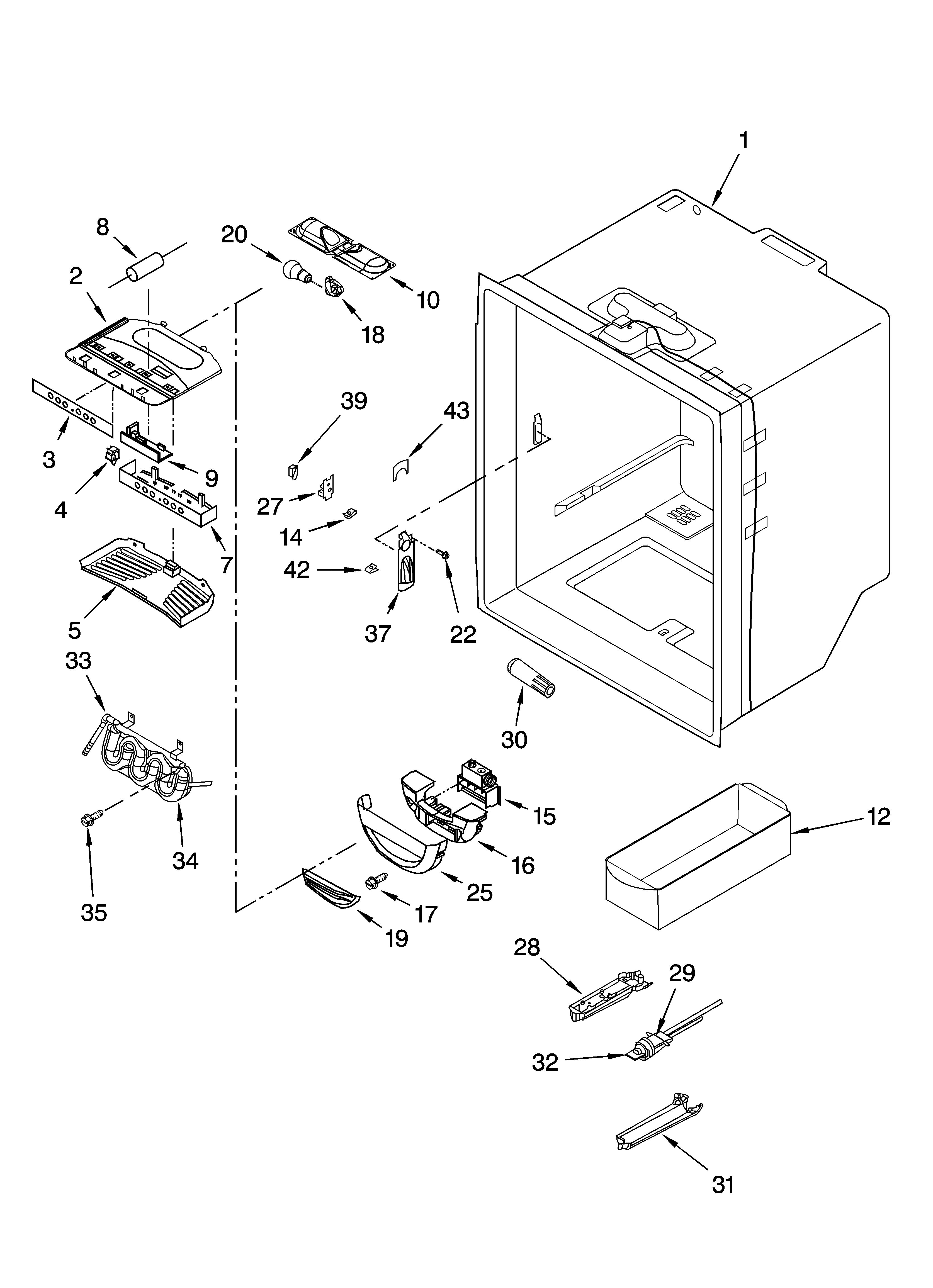 KitchenAid KBRP20ERSS00 refrigerator liner parts diagram