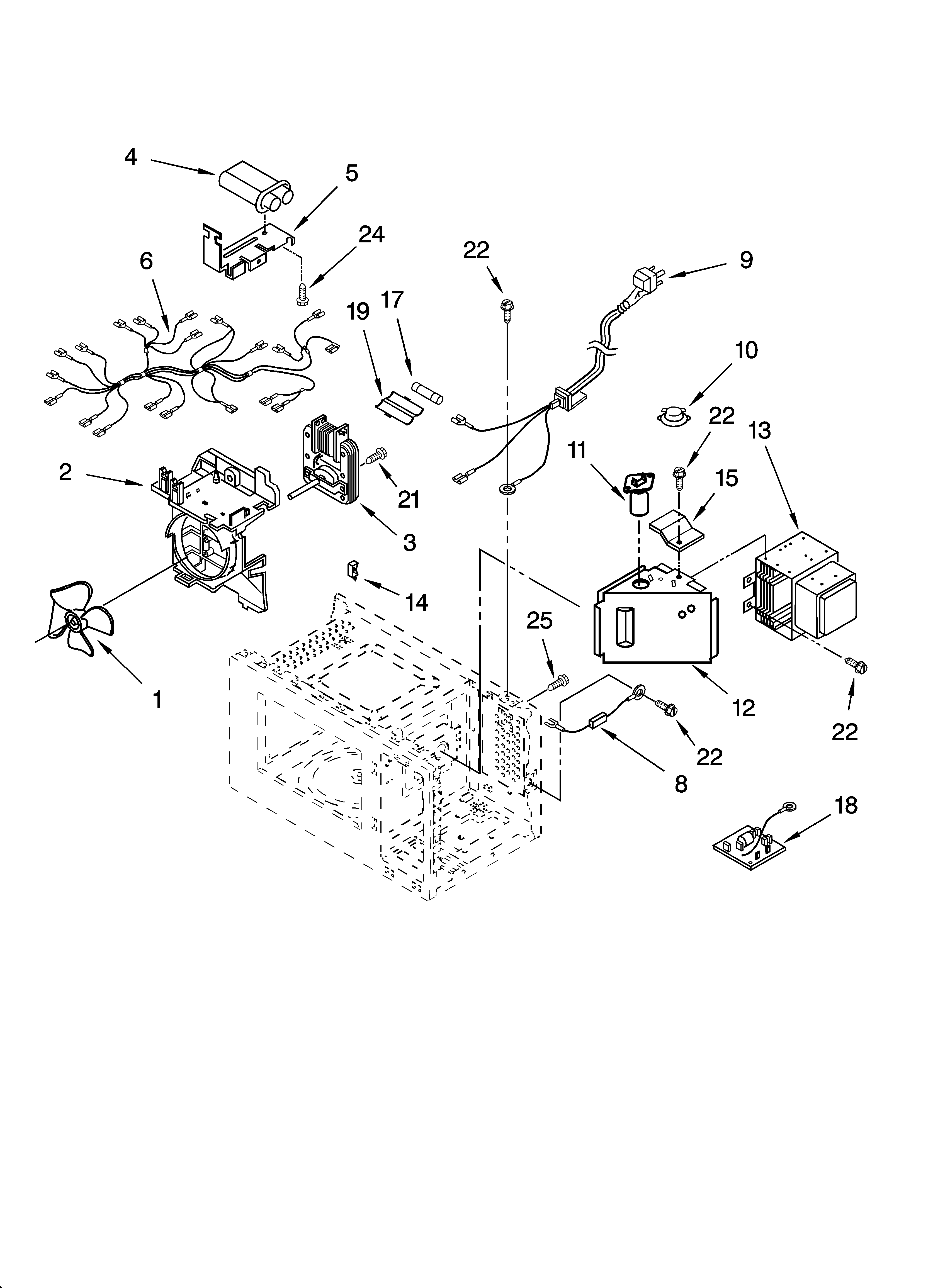KitchenAid KCMS185JSS4 oven interior parts diagram