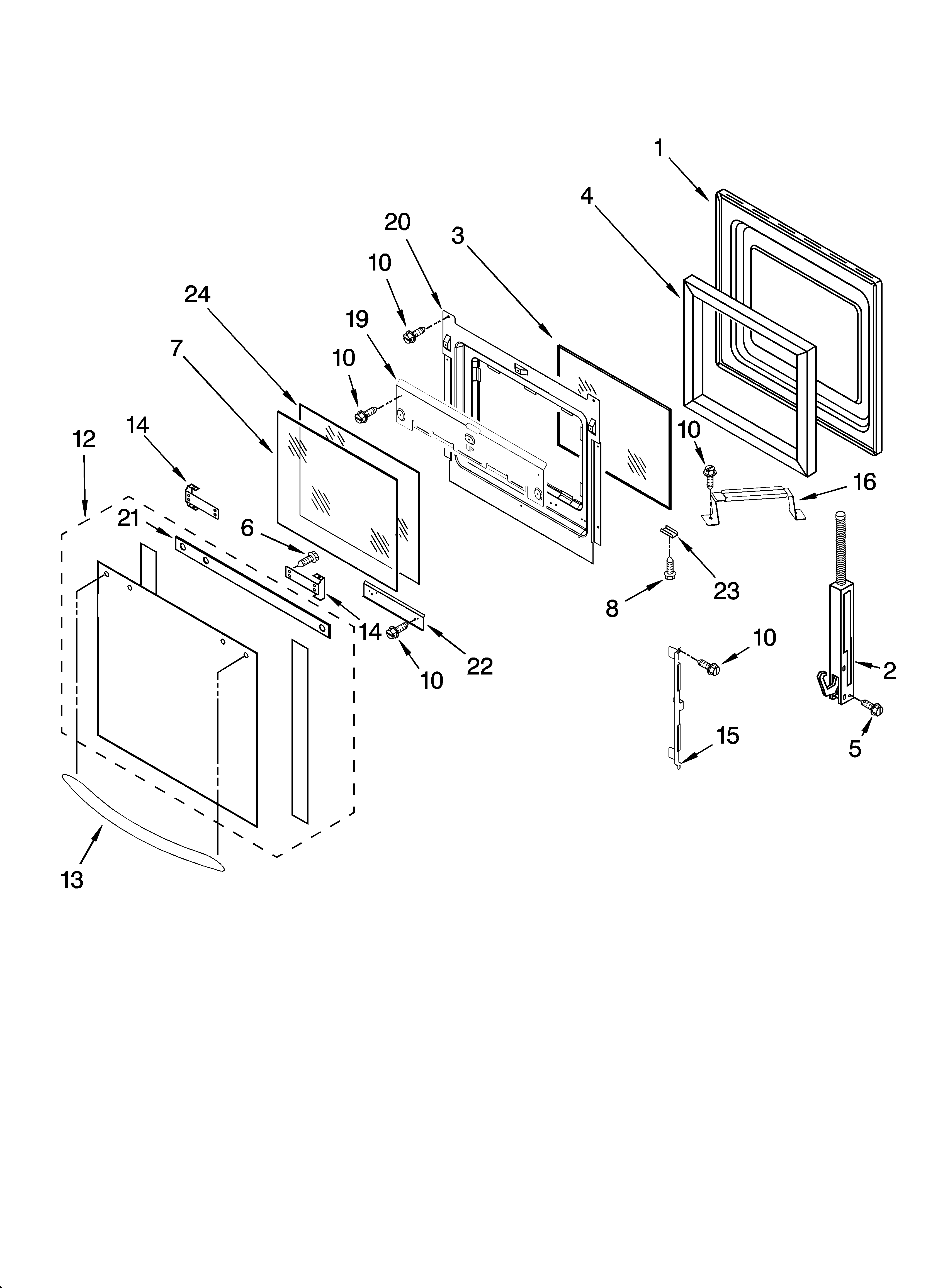 KitchenAid KEBC147KBL06 oven door parts diagram
