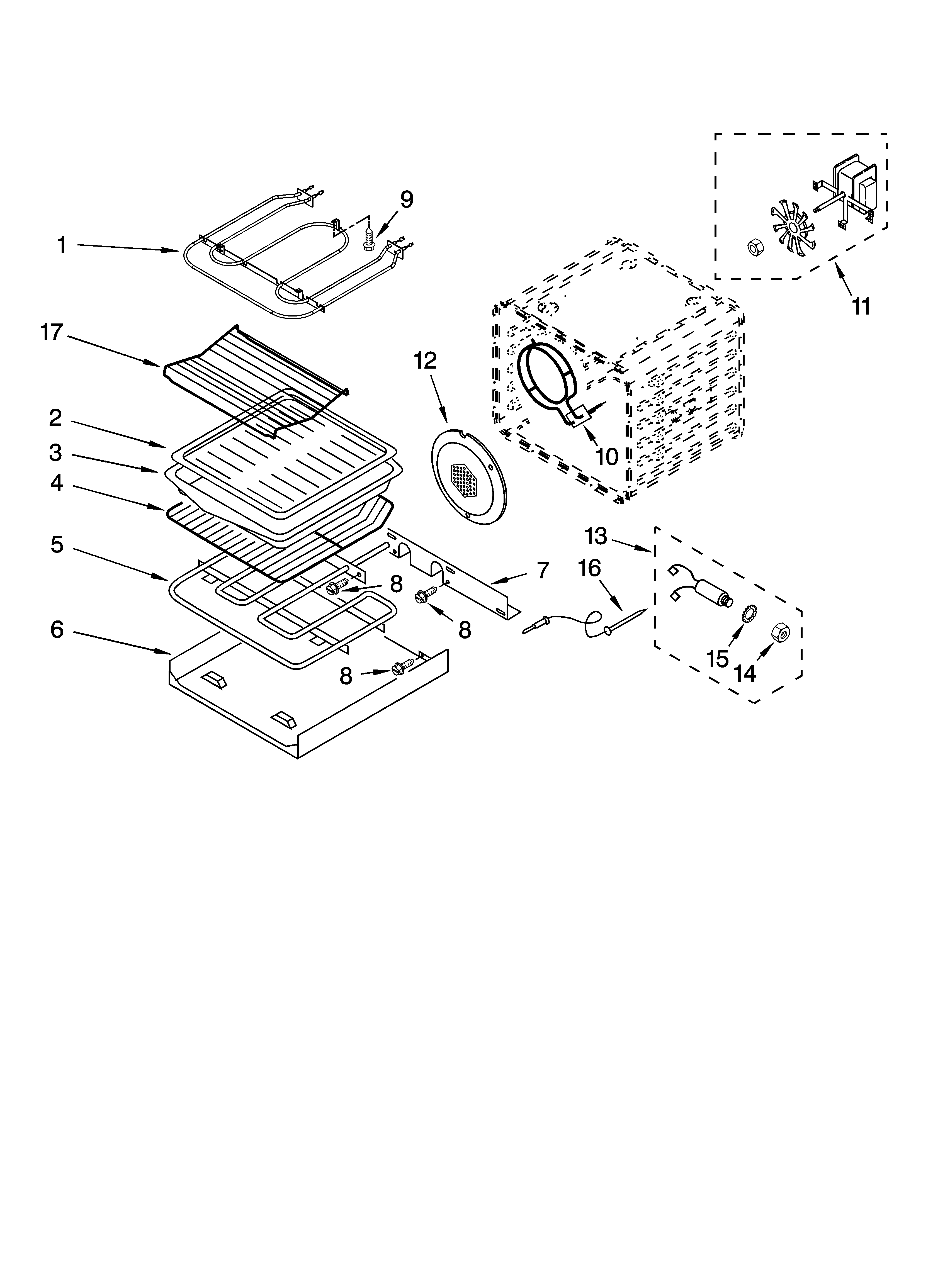 KitchenAid KEBC207KBL05 internal oven parts diagram
