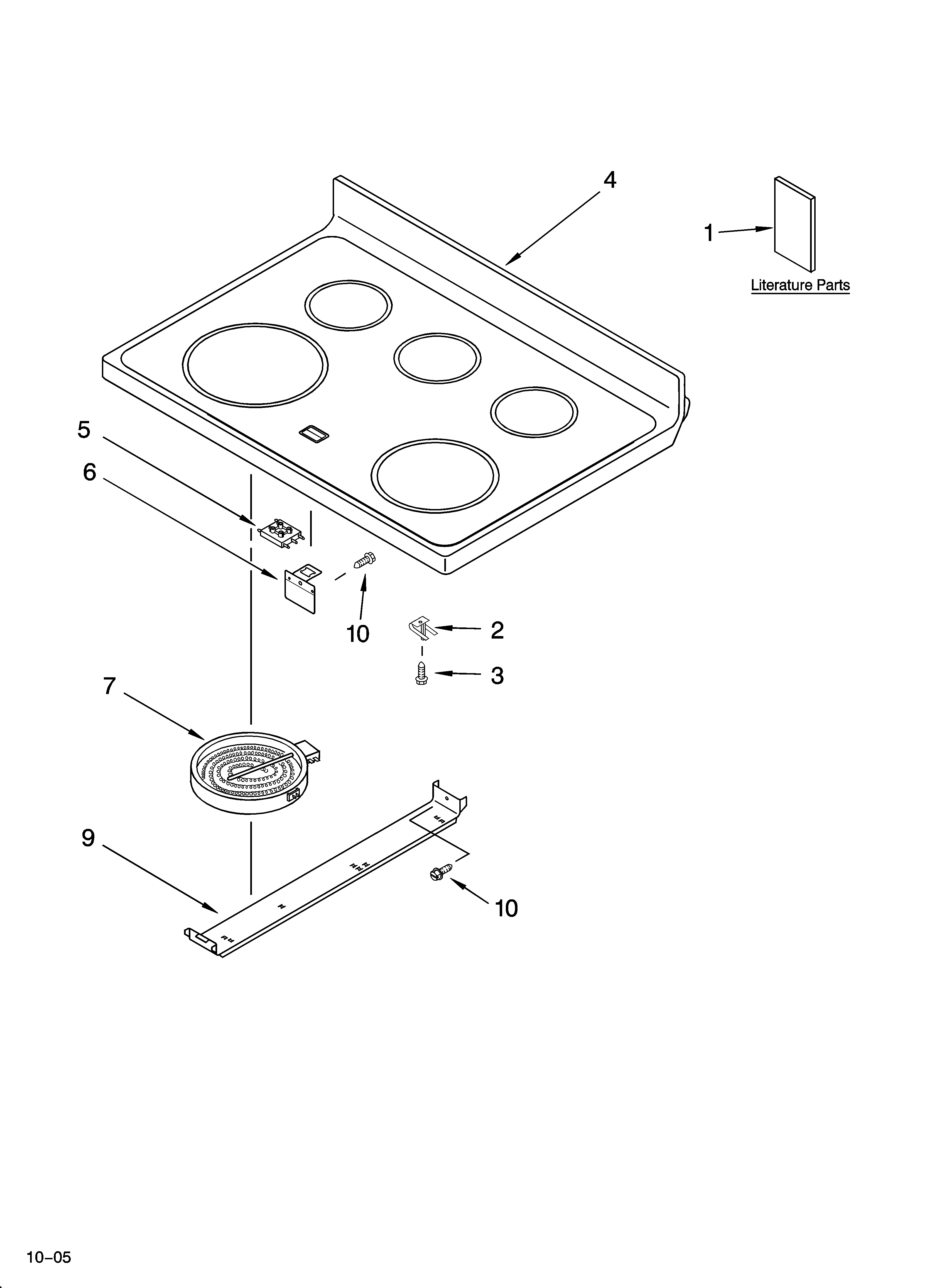 KitchenAid KERI203PWH3 cooktop parts diagram