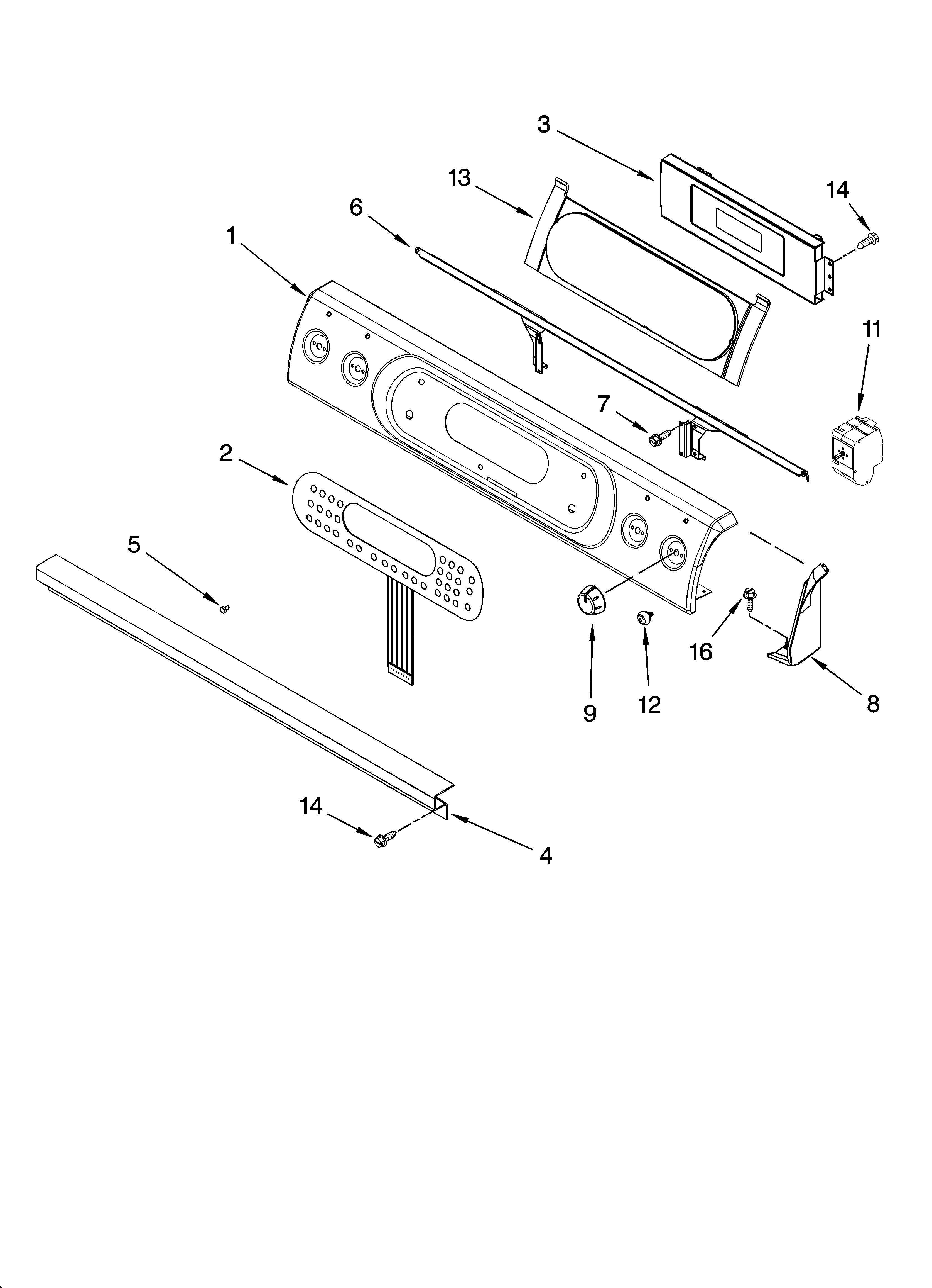 KitchenAid KERK807PWW02 control panel parts diagram