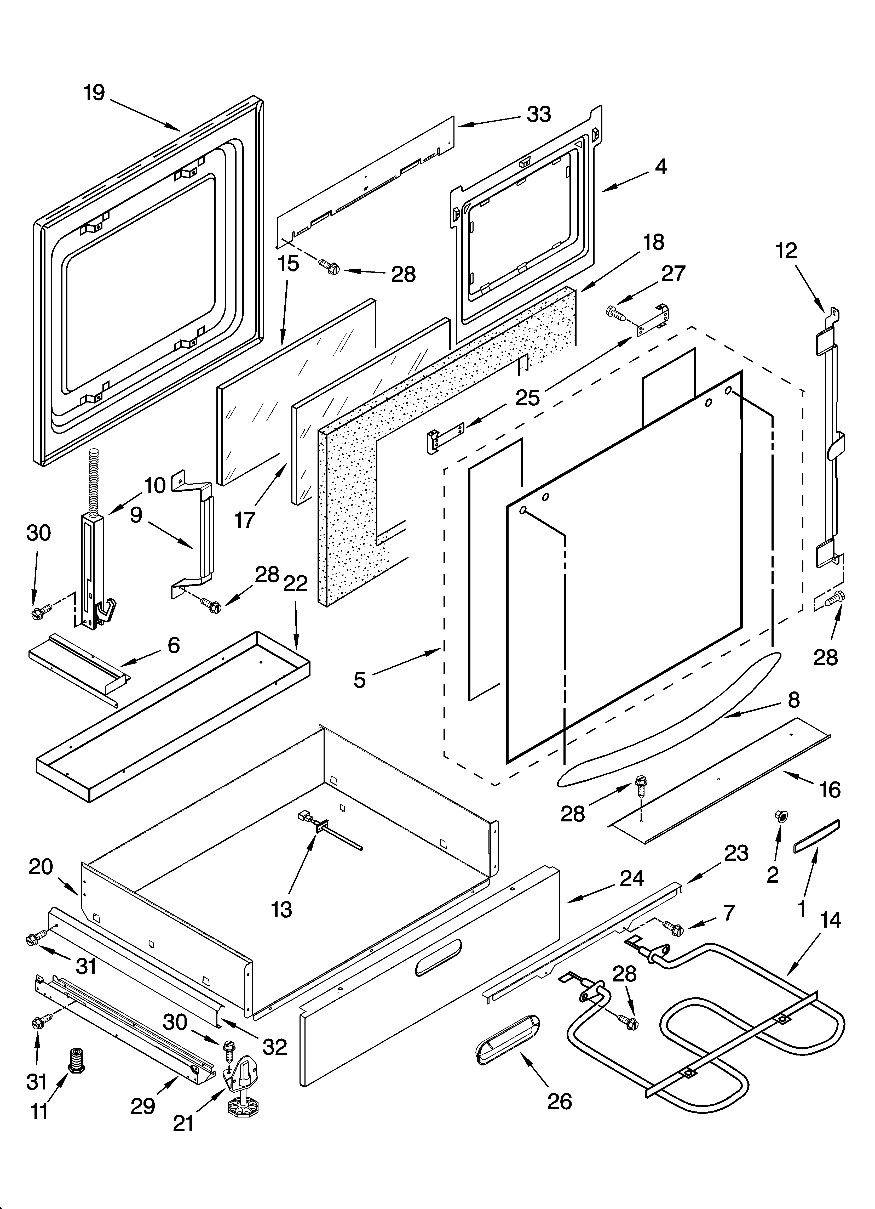 KitchenAid KERK807PWW02 door and drawer parts diagram