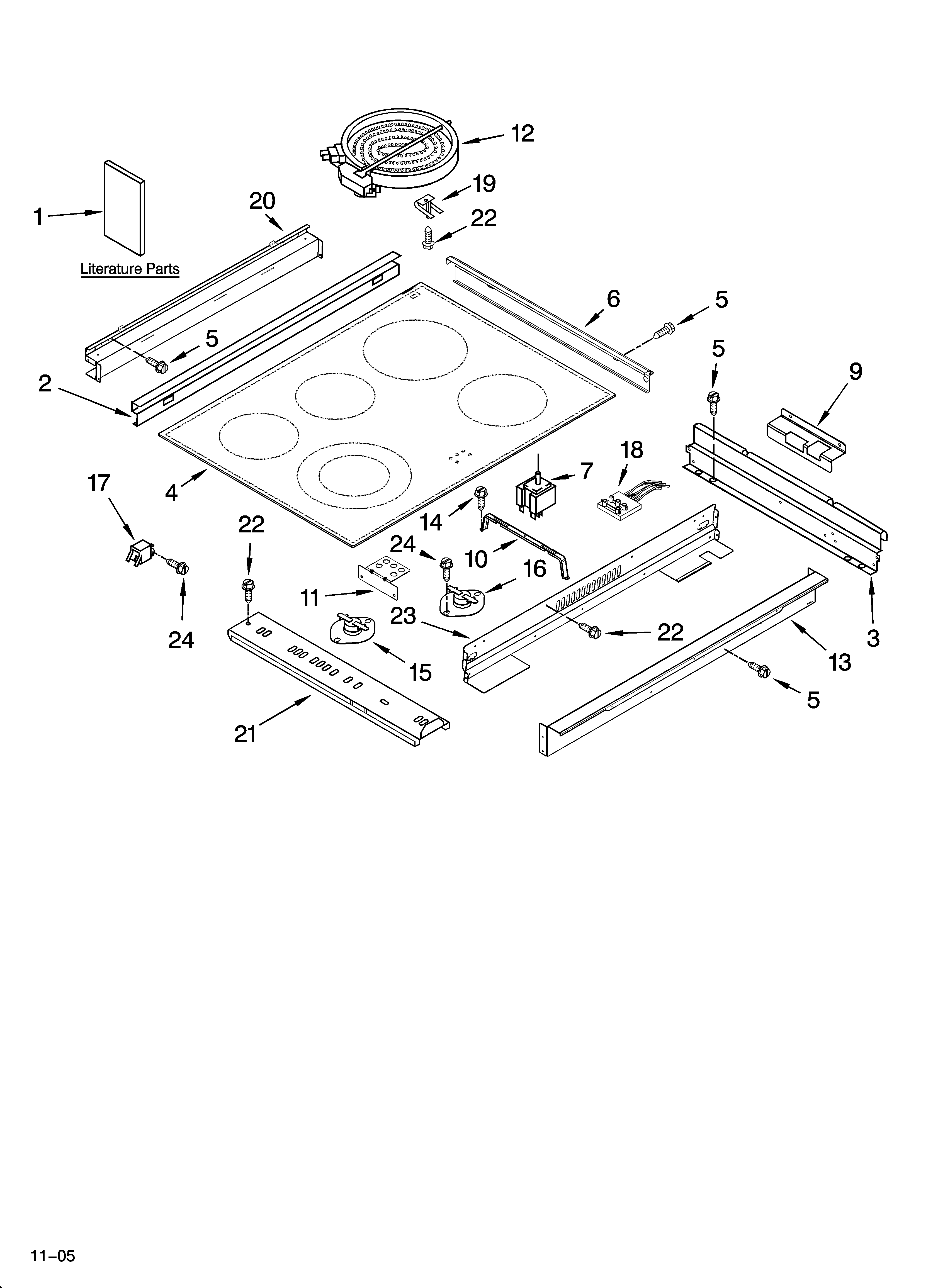 KitchenAid KESI901PBL01 cooktop parts diagram