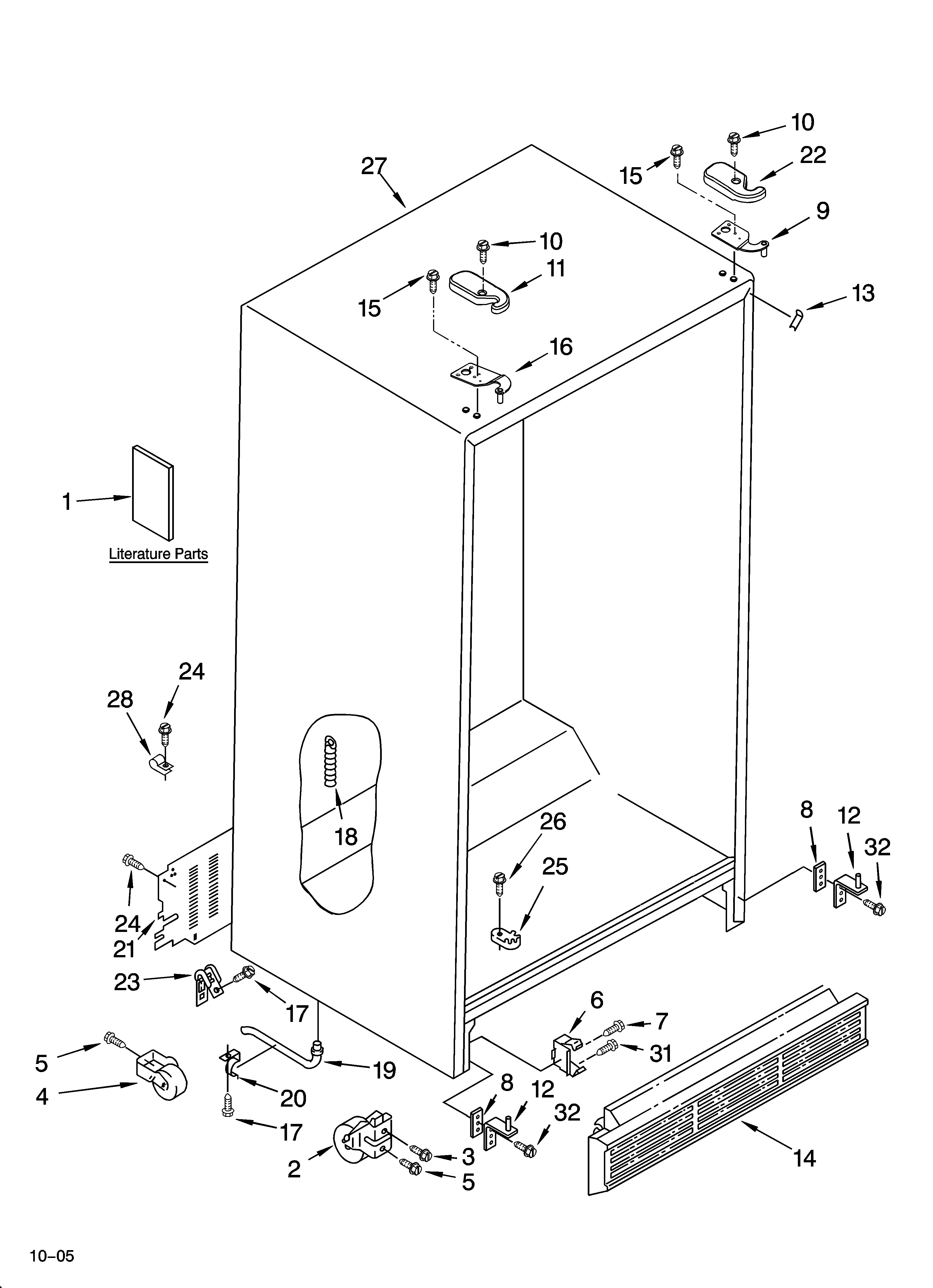 KitchenAid KSRA22KNSS01 cabinet parts diagram