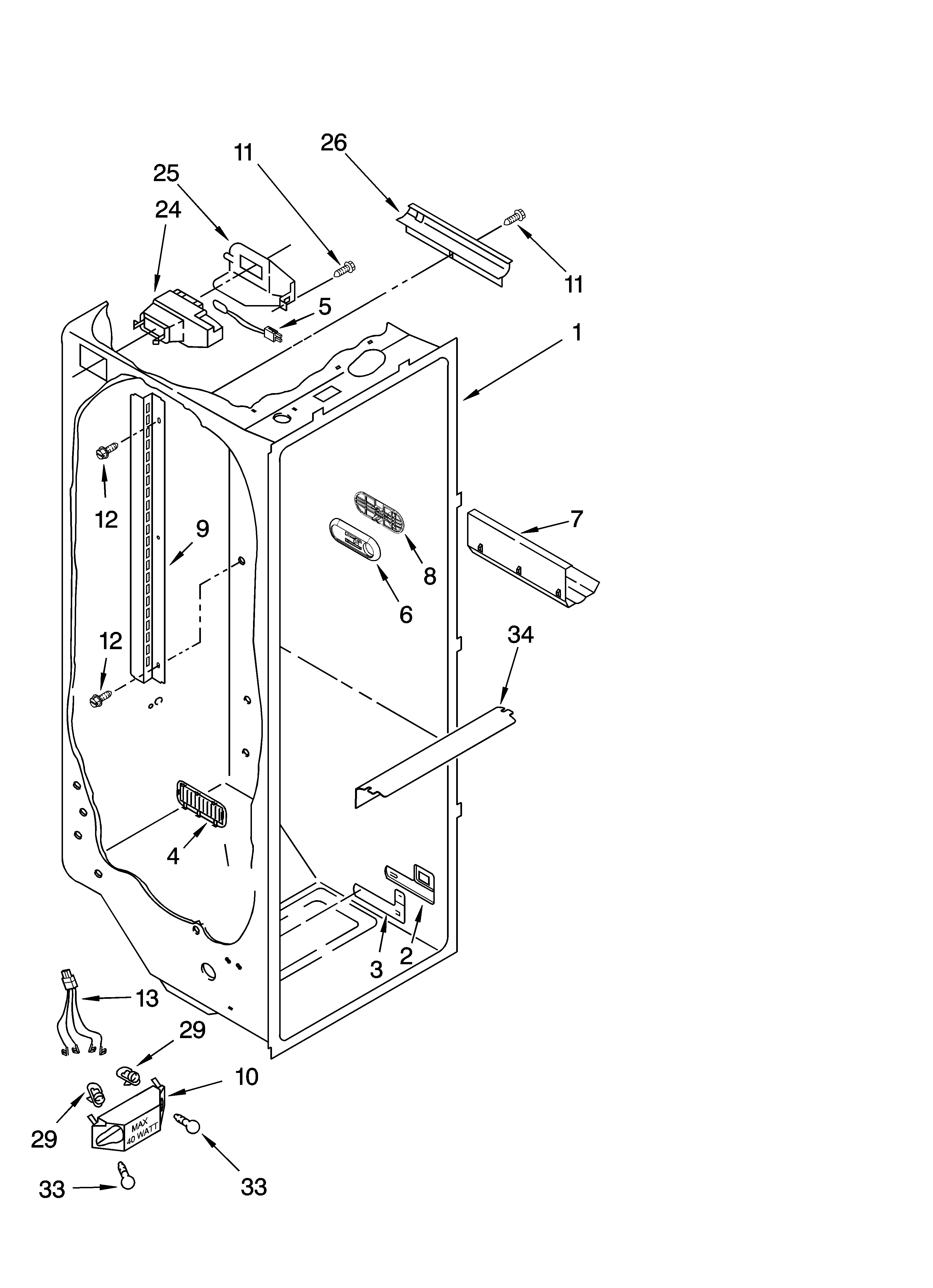 KitchenAid KSRA22KNSS01 refrigerator liner parts diagram