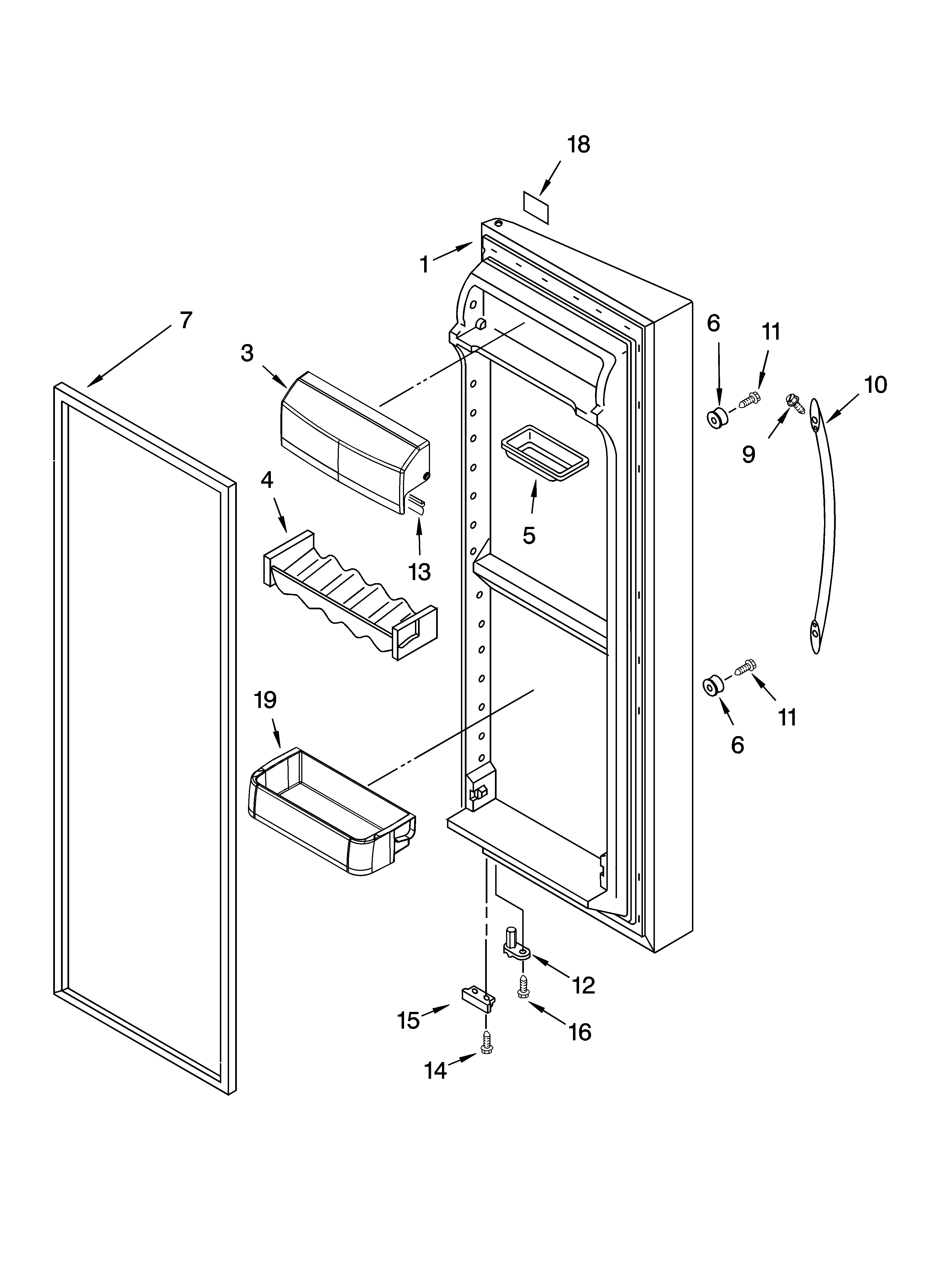 KitchenAid KSRA22KNSS01 refrigerator door parts diagram