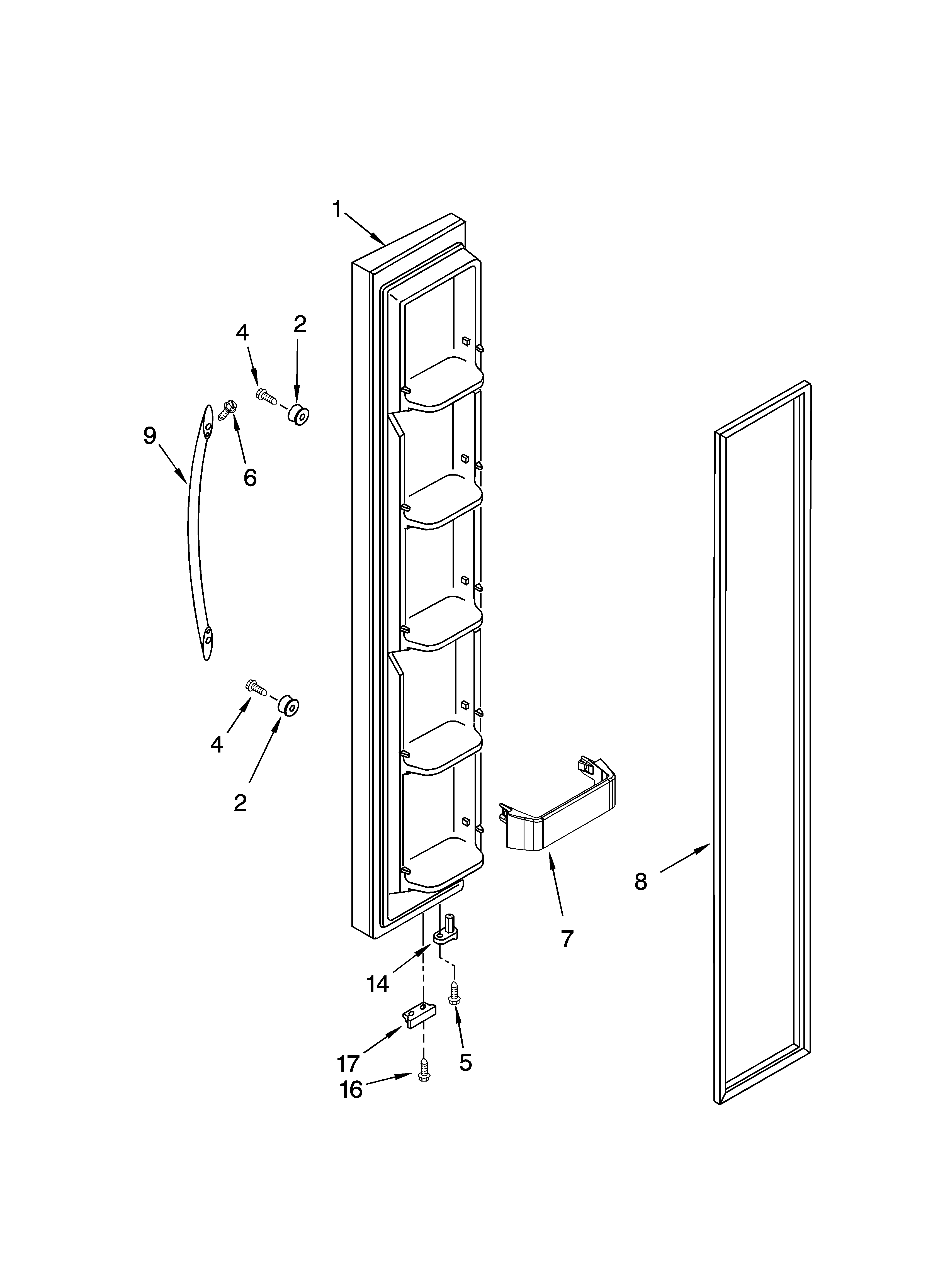 KitchenAid KSRA22KNSS01 freezer door parts diagram