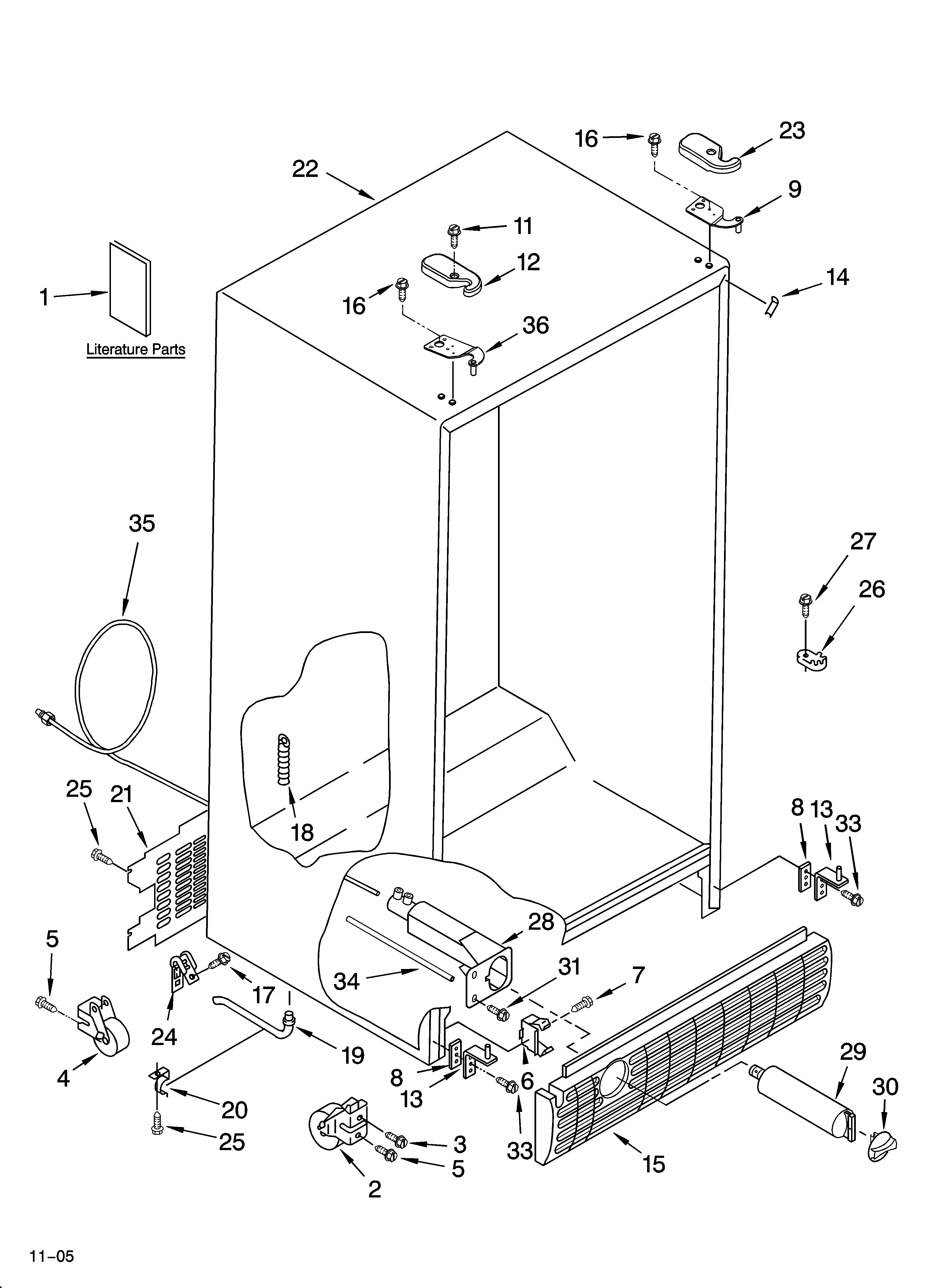 KitchenAid KSRA25CNSS01 cabinet parts diagram