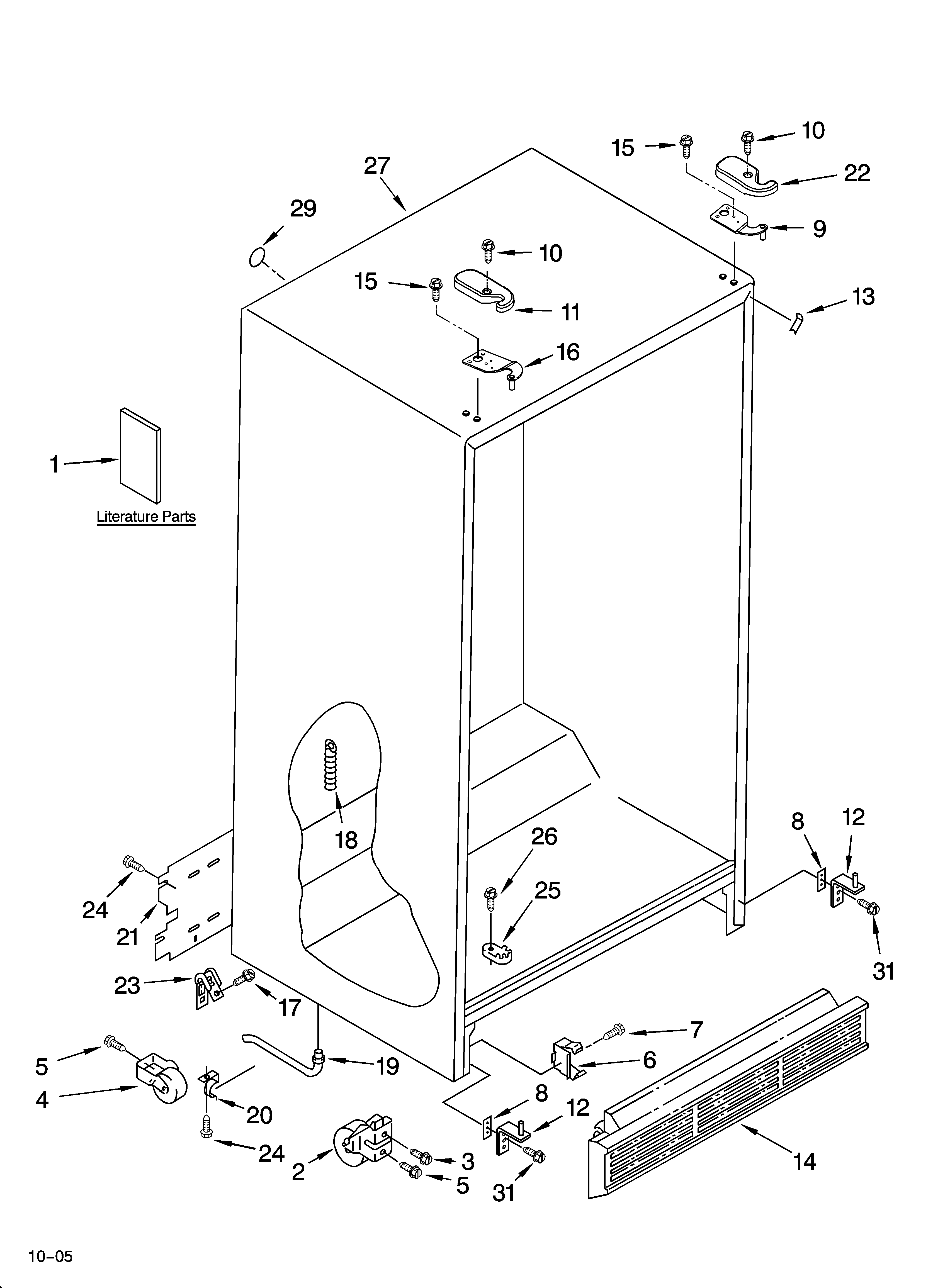 KitchenAid KSRA25KNSS01 cabinet parts diagram