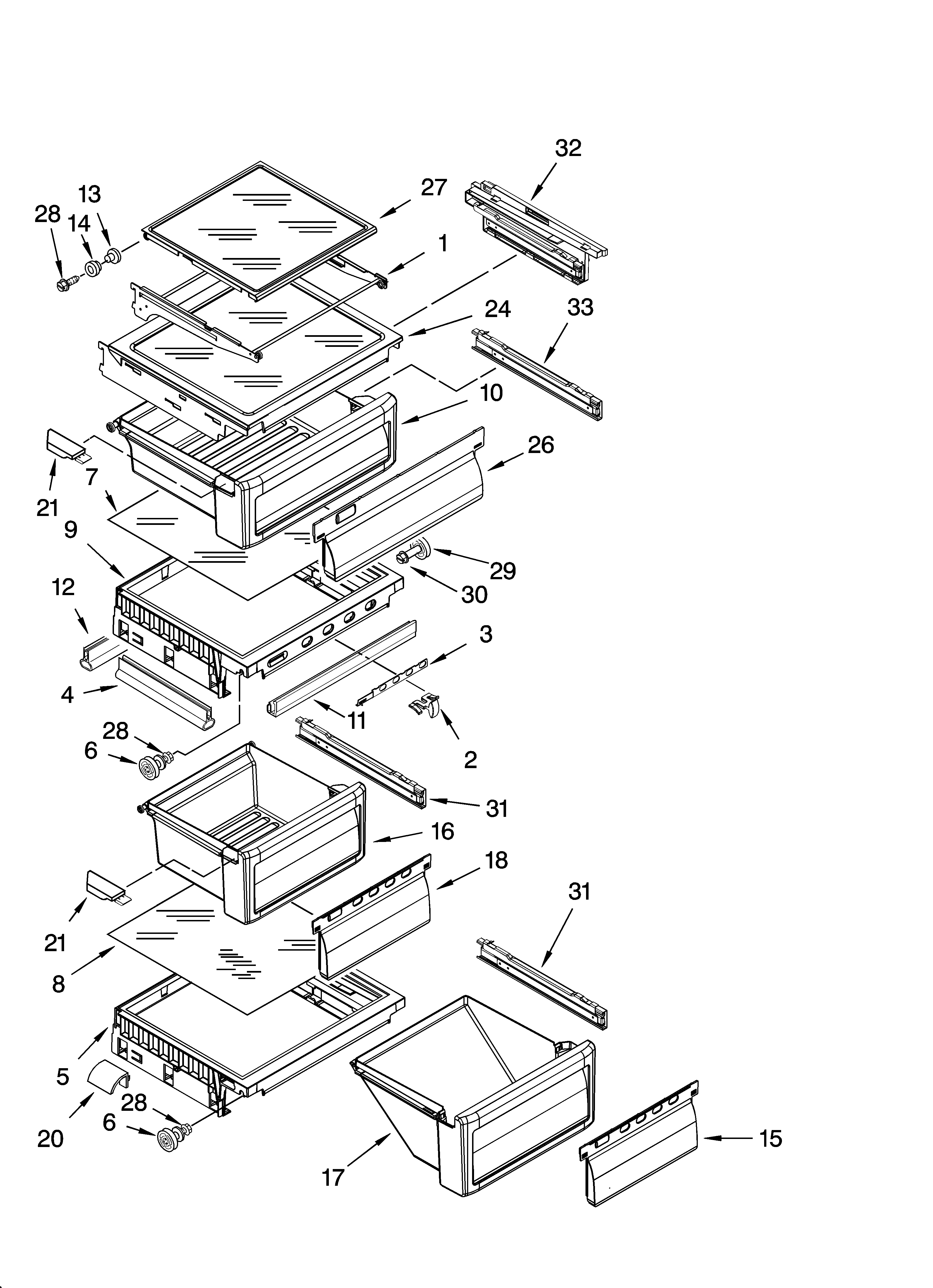 KitchenAid KSRA25KNSS01 refrigerator shelf parts diagram