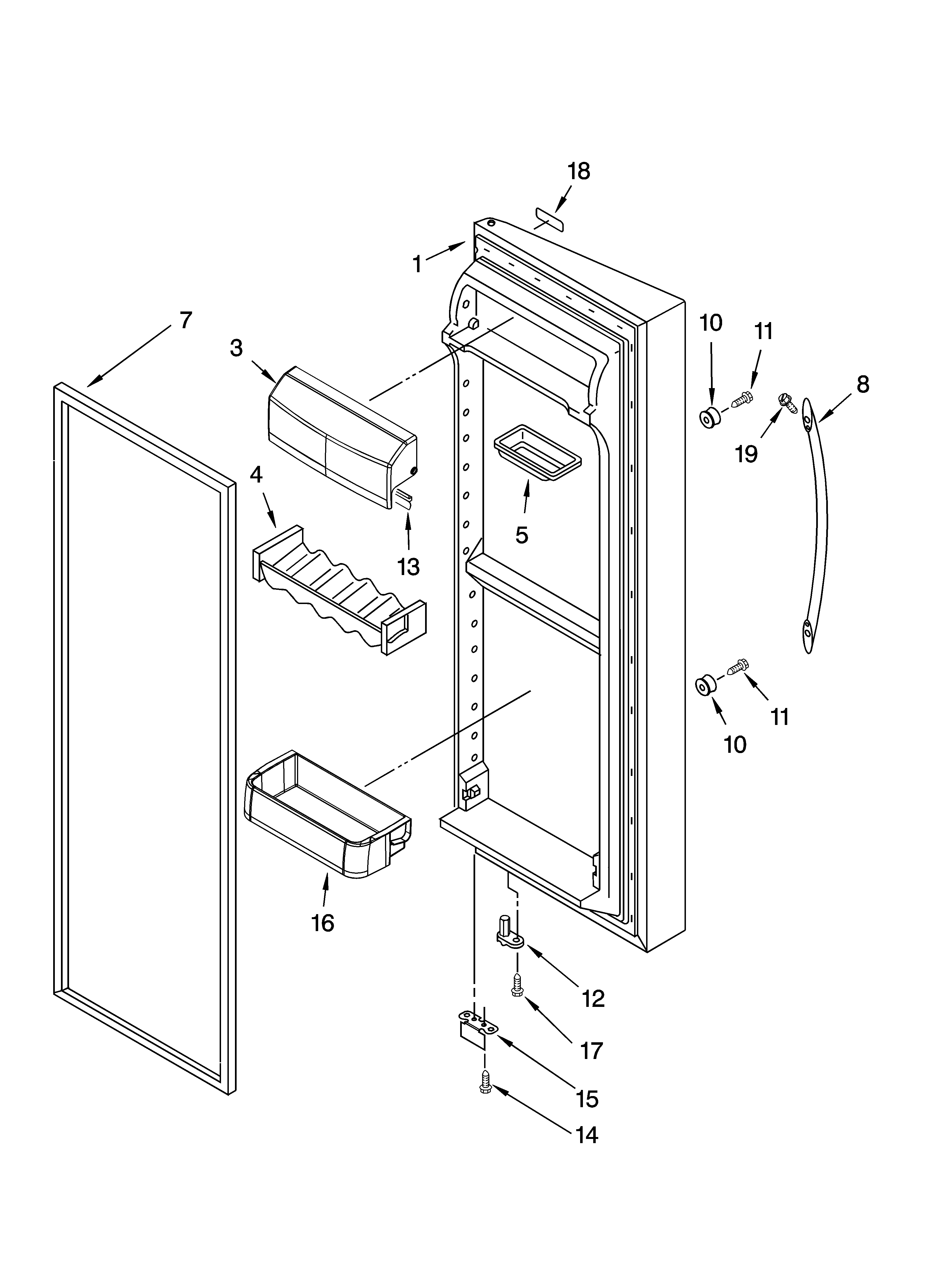 KitchenAid KSRA25KNSS01 refrigerator door parts diagram