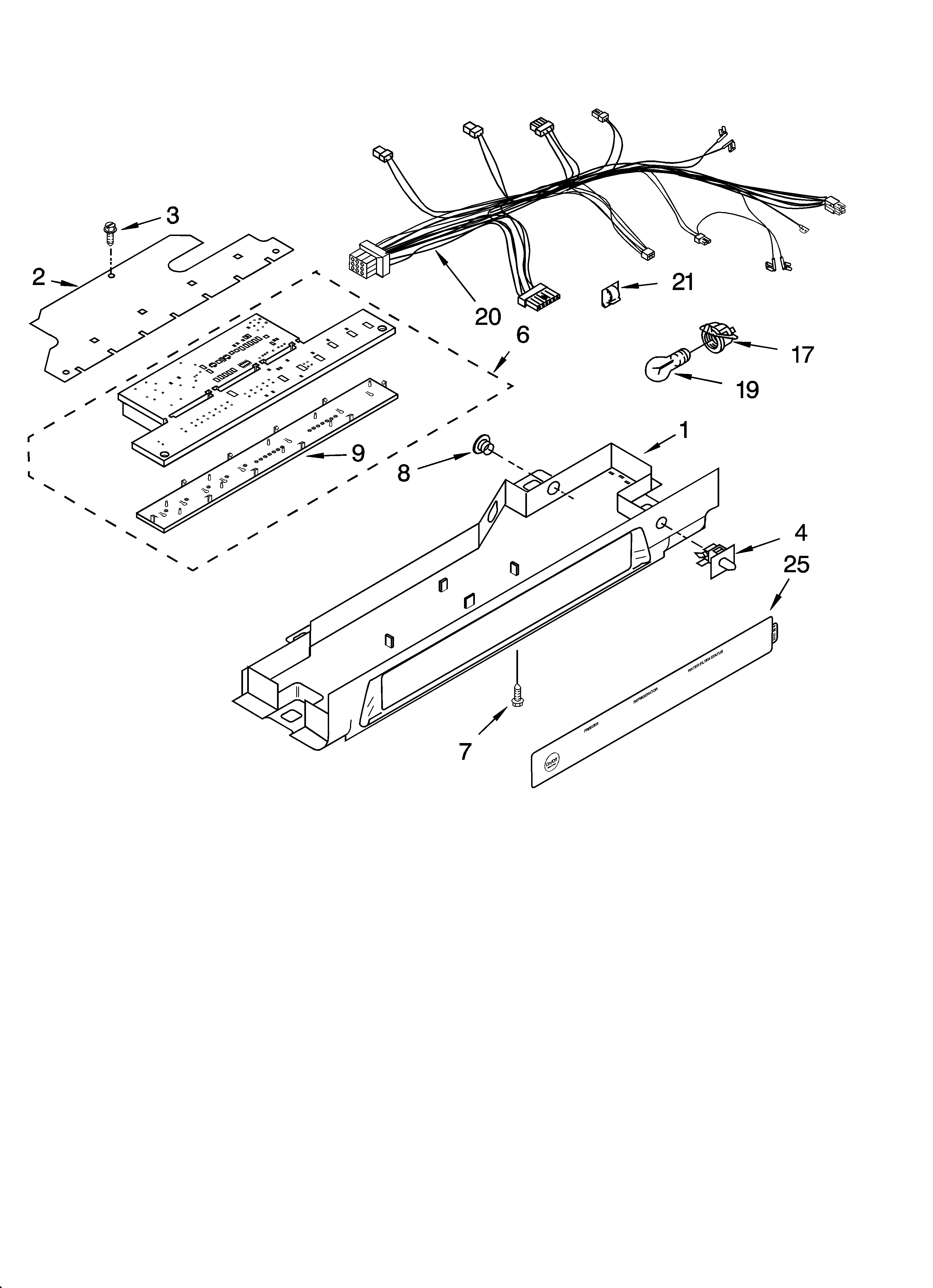 KitchenAid KSRA25KNSS01 control parts diagram
