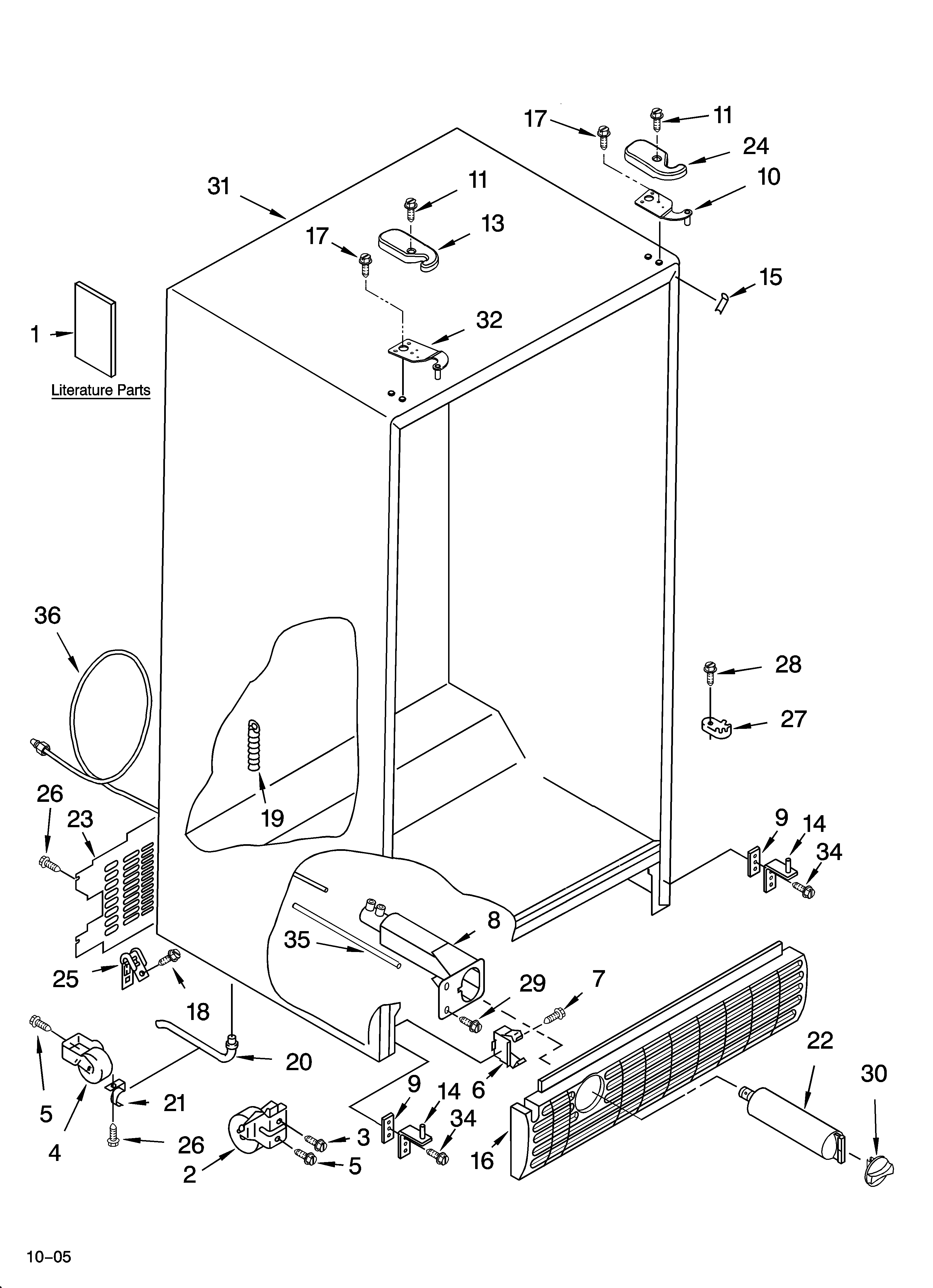 KitchenAid KSRB22FRBX01 cabinet parts diagram