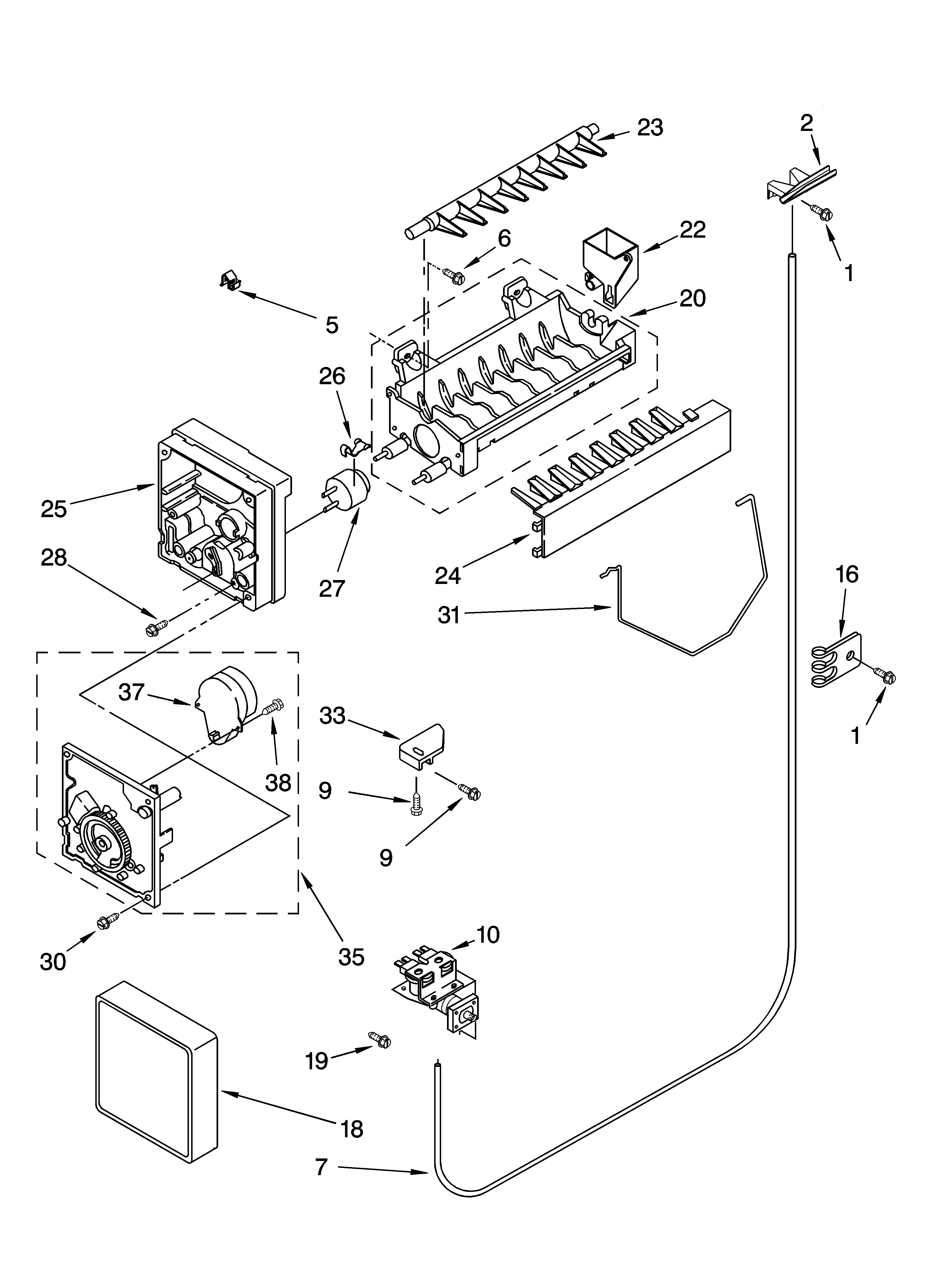 KitchenAid KSRD22FKWH16 icemaker parts, optional parts diagram