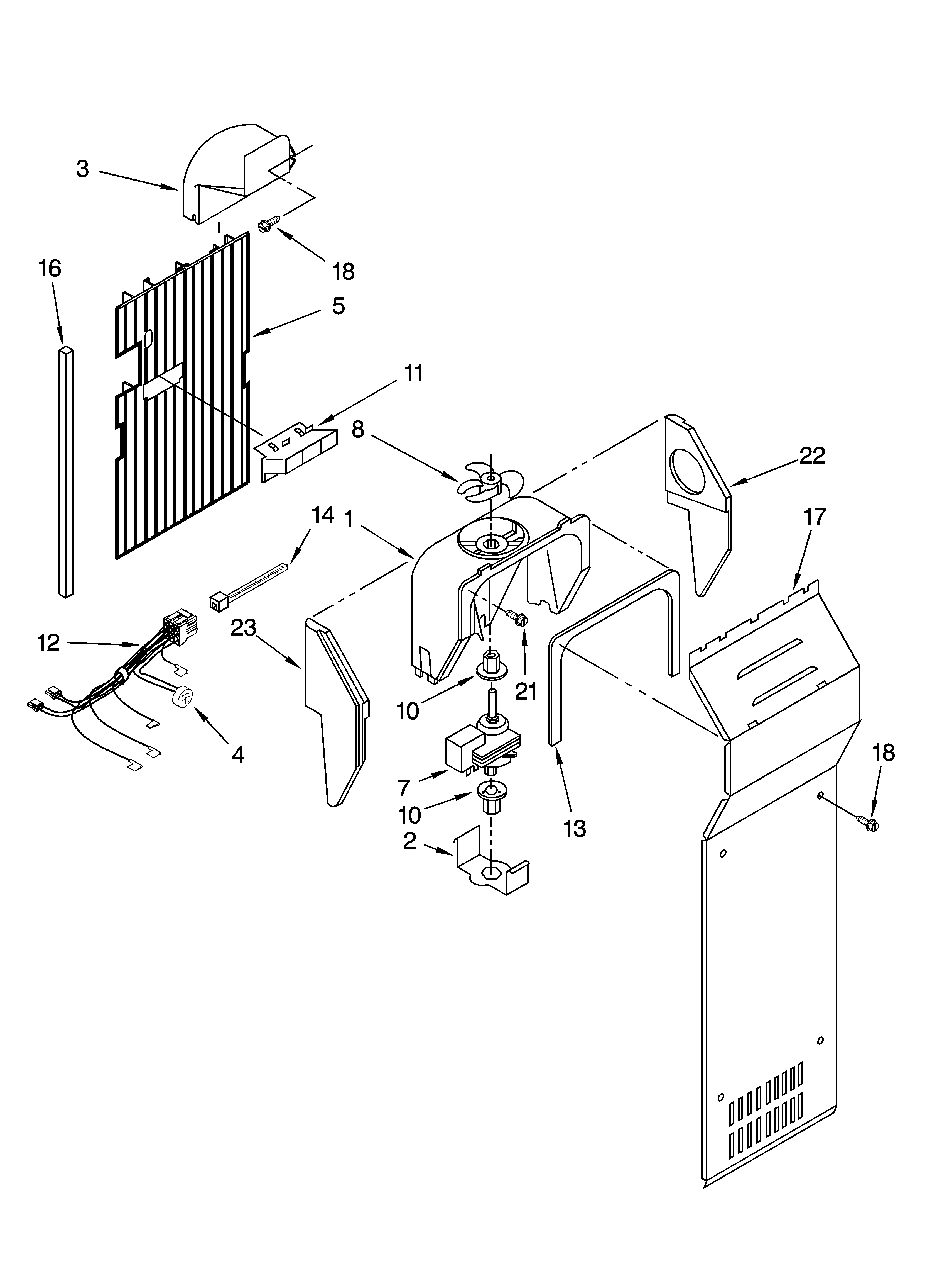 KitchenAid KSRD25FKWH16 air flow parts diagram