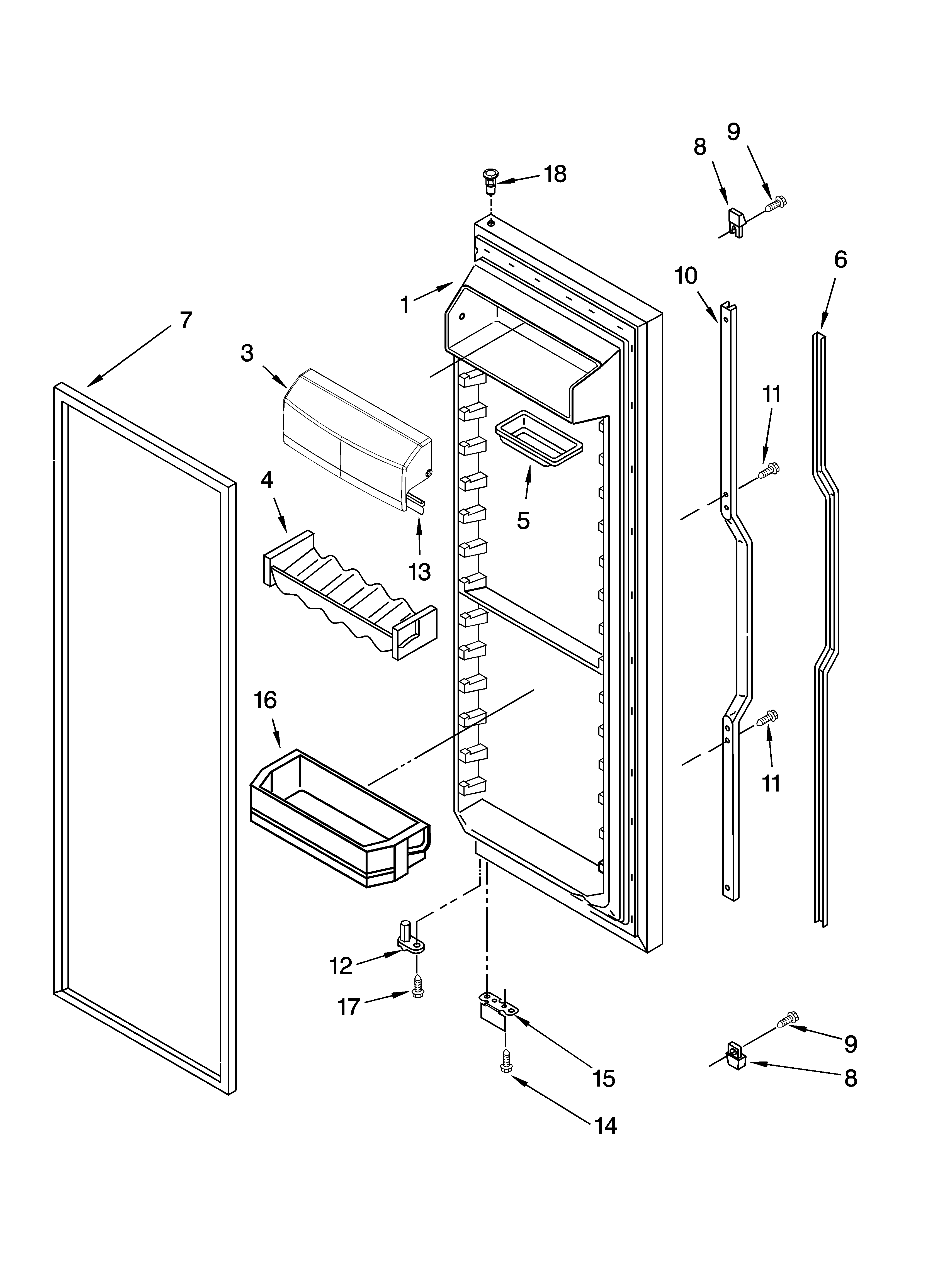KitchenAid KSRI25FNST01 refrigerator door parts diagram