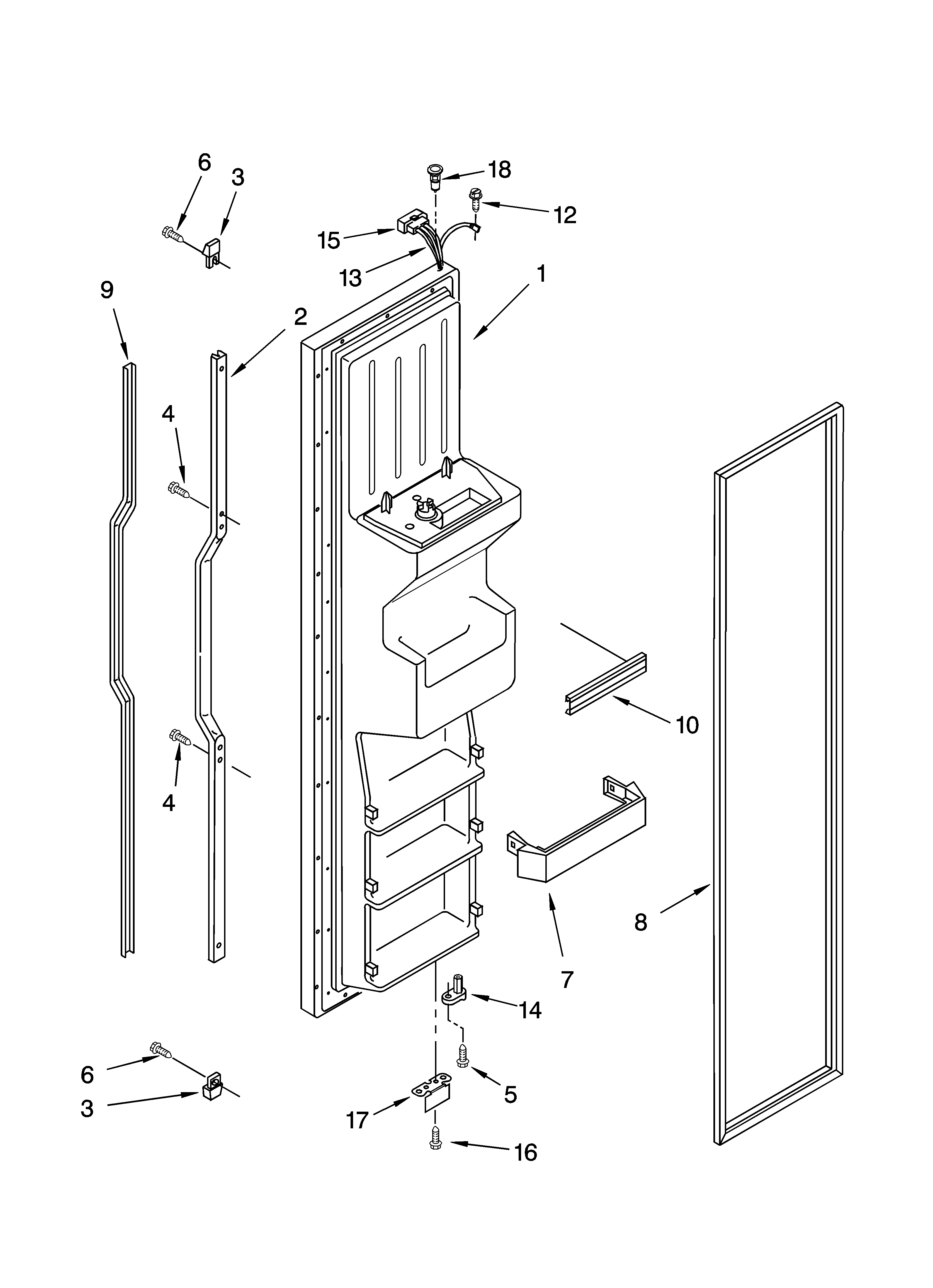 KitchenAid KSRI25FNST01 freezer door parts diagram