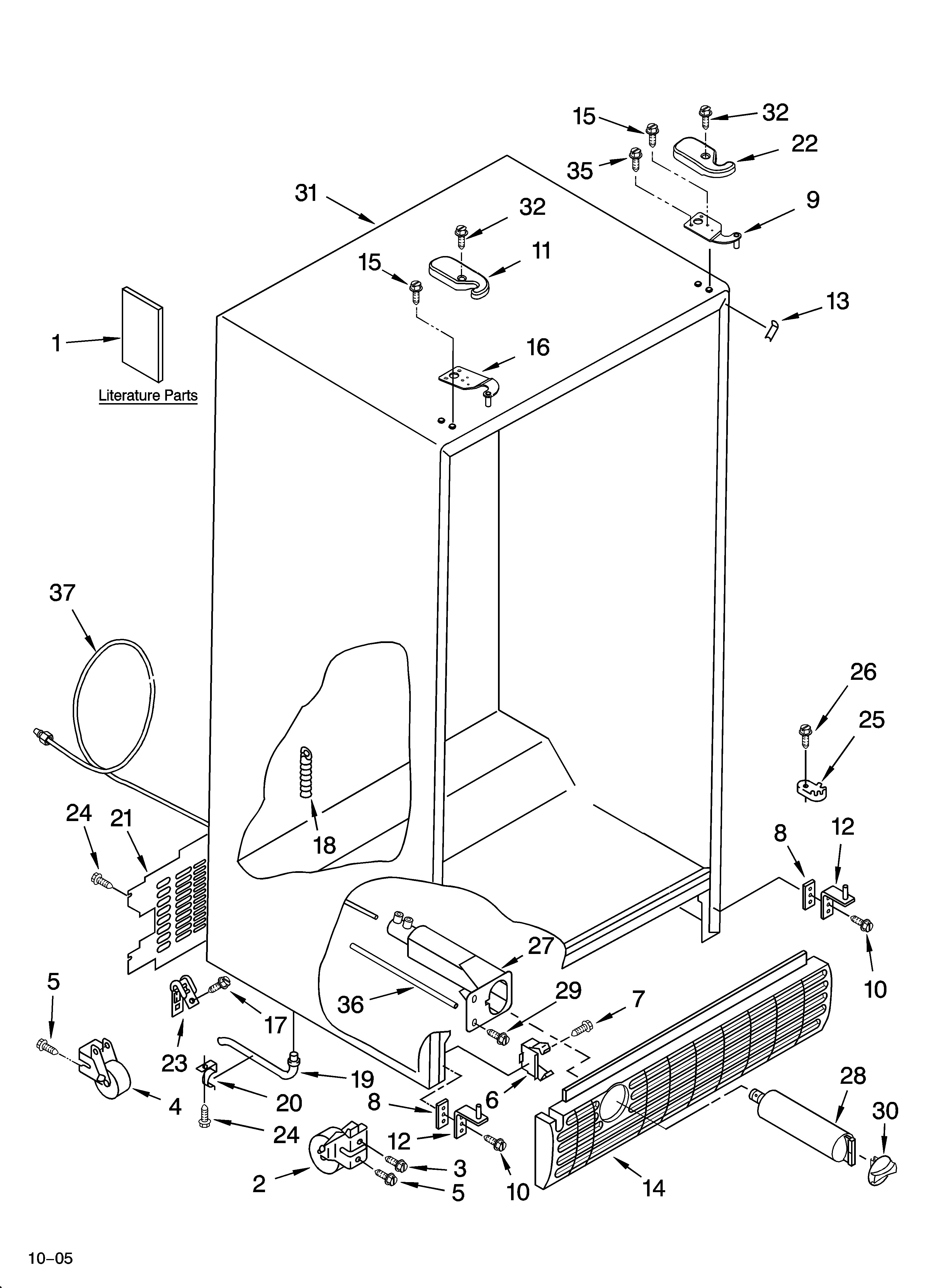 KitchenAid KSRJ25CNBL01 cabinet parts diagram