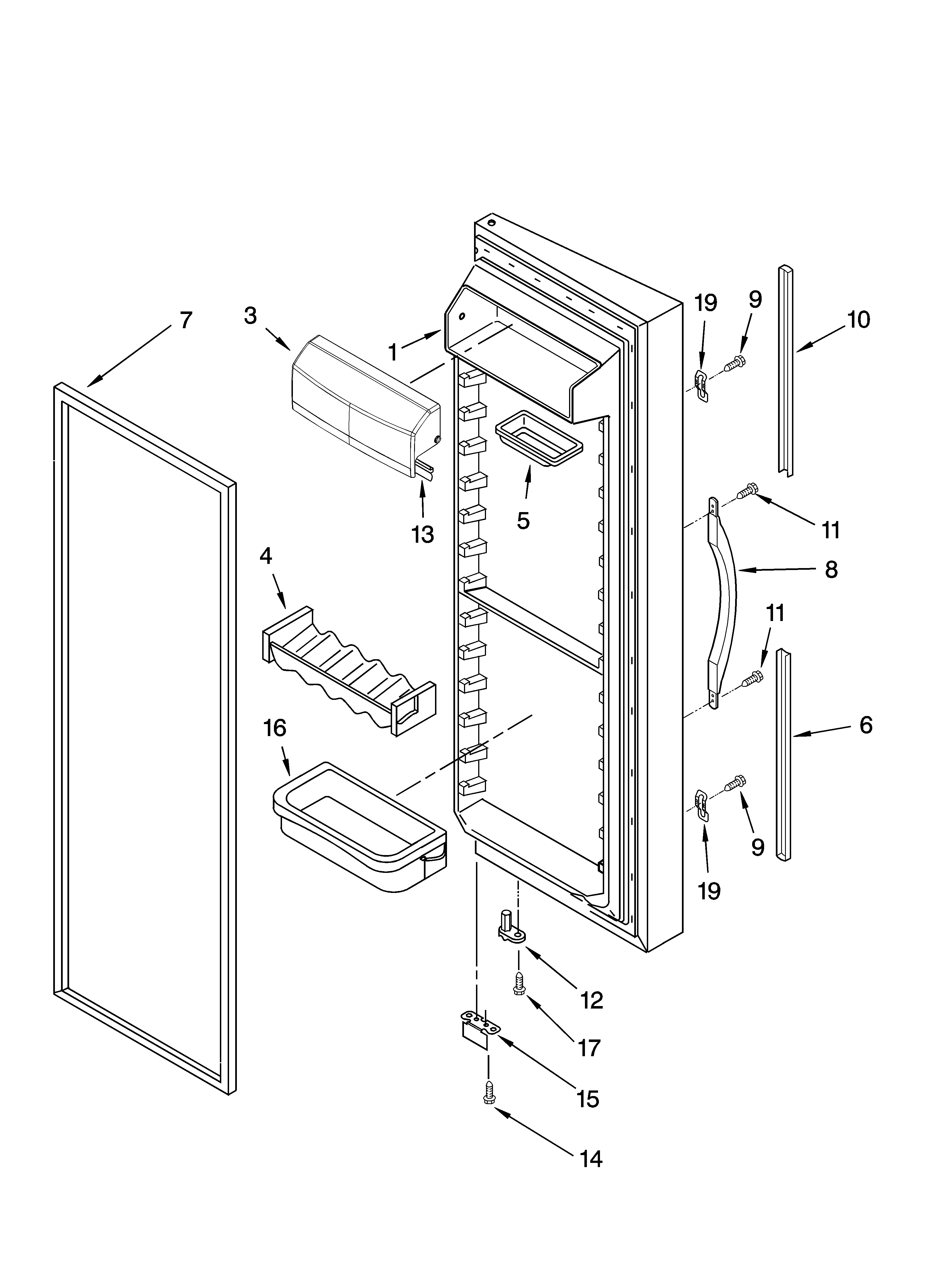 KitchenAid KSRJ25CNBL01 refrigerator door parts diagram