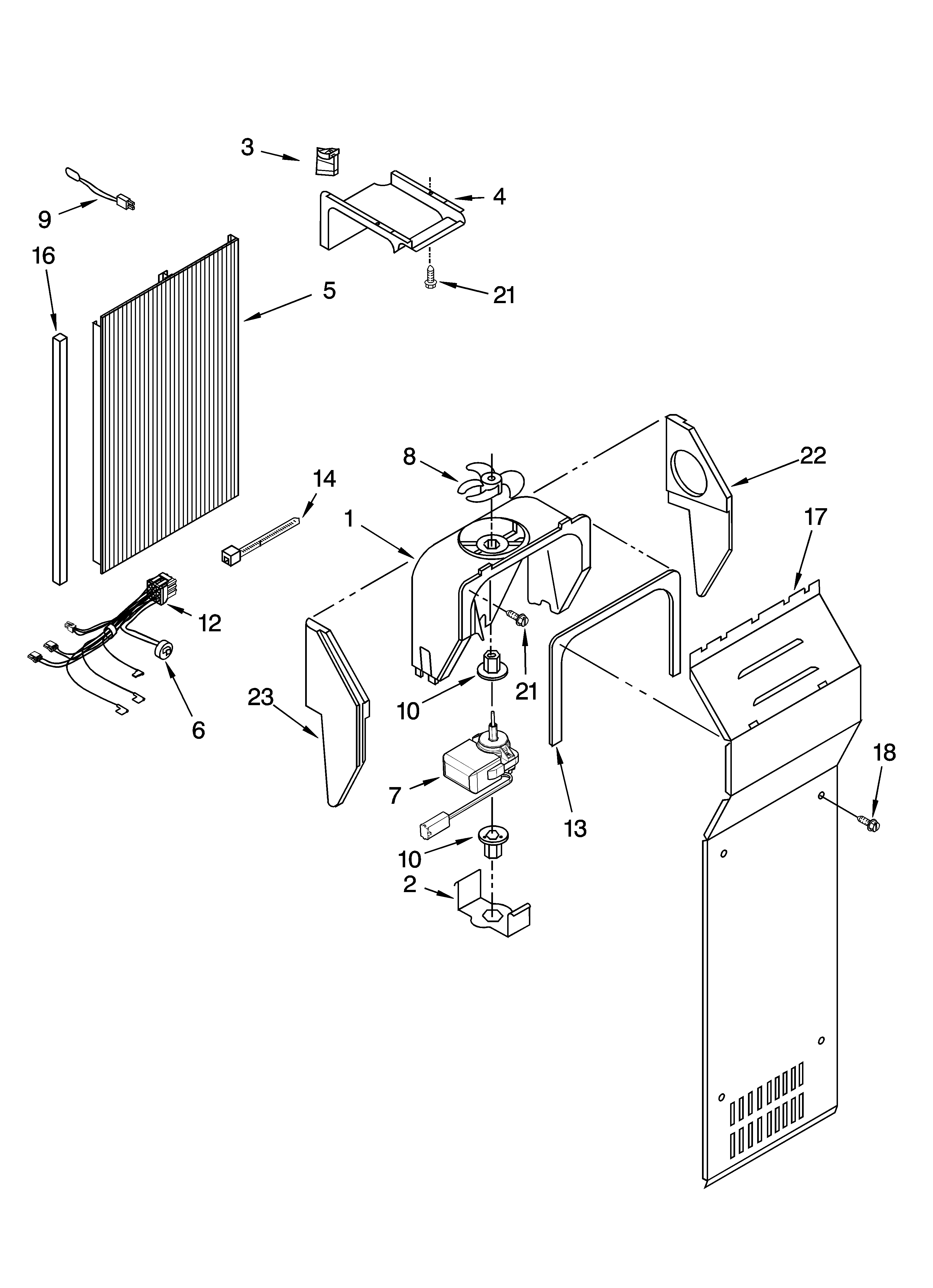KitchenAid KSRJ25CNBL01 air flow parts diagram