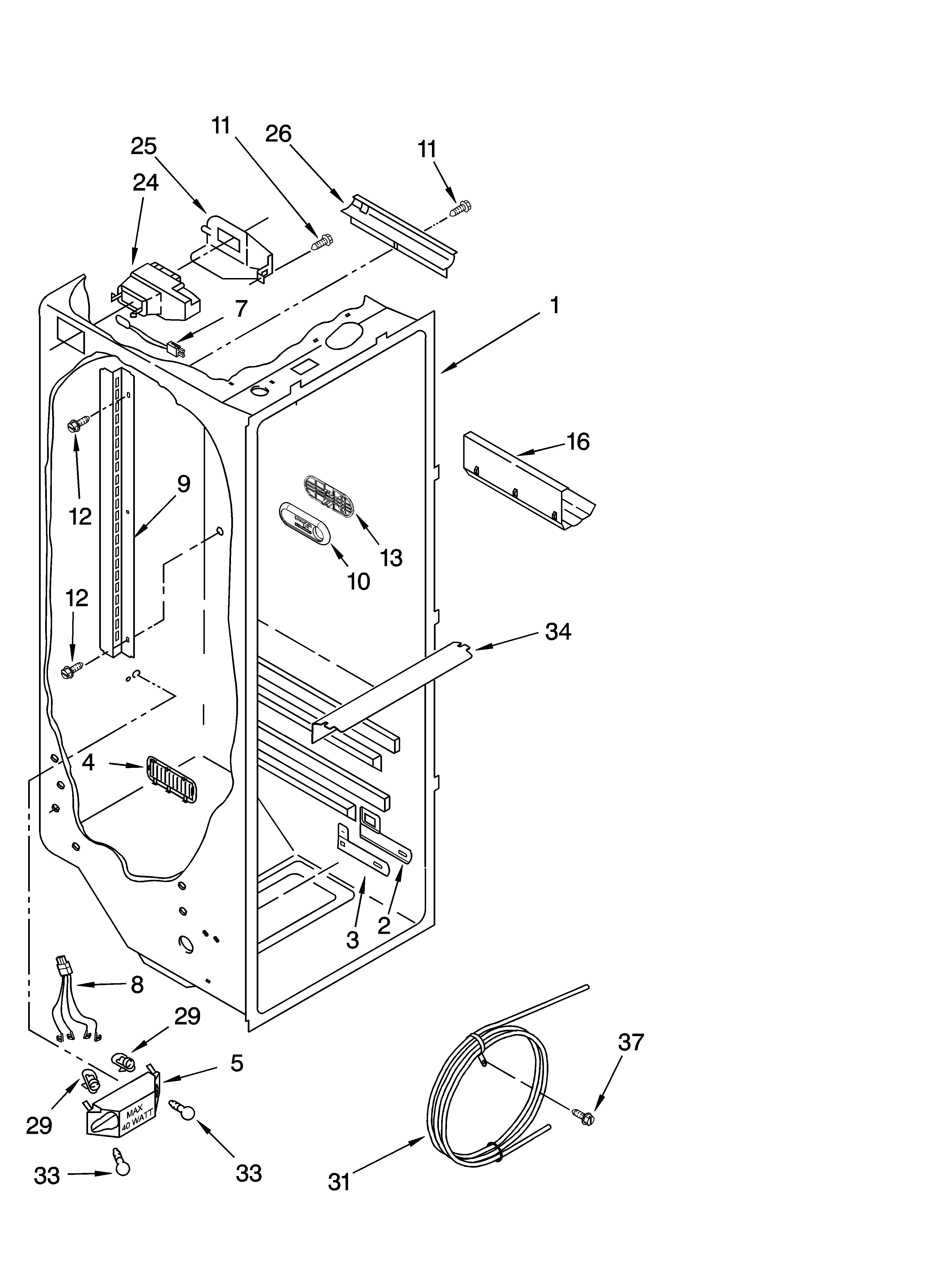 KitchenAid KSRL25FRSS01 refrigerator liner parts diagram