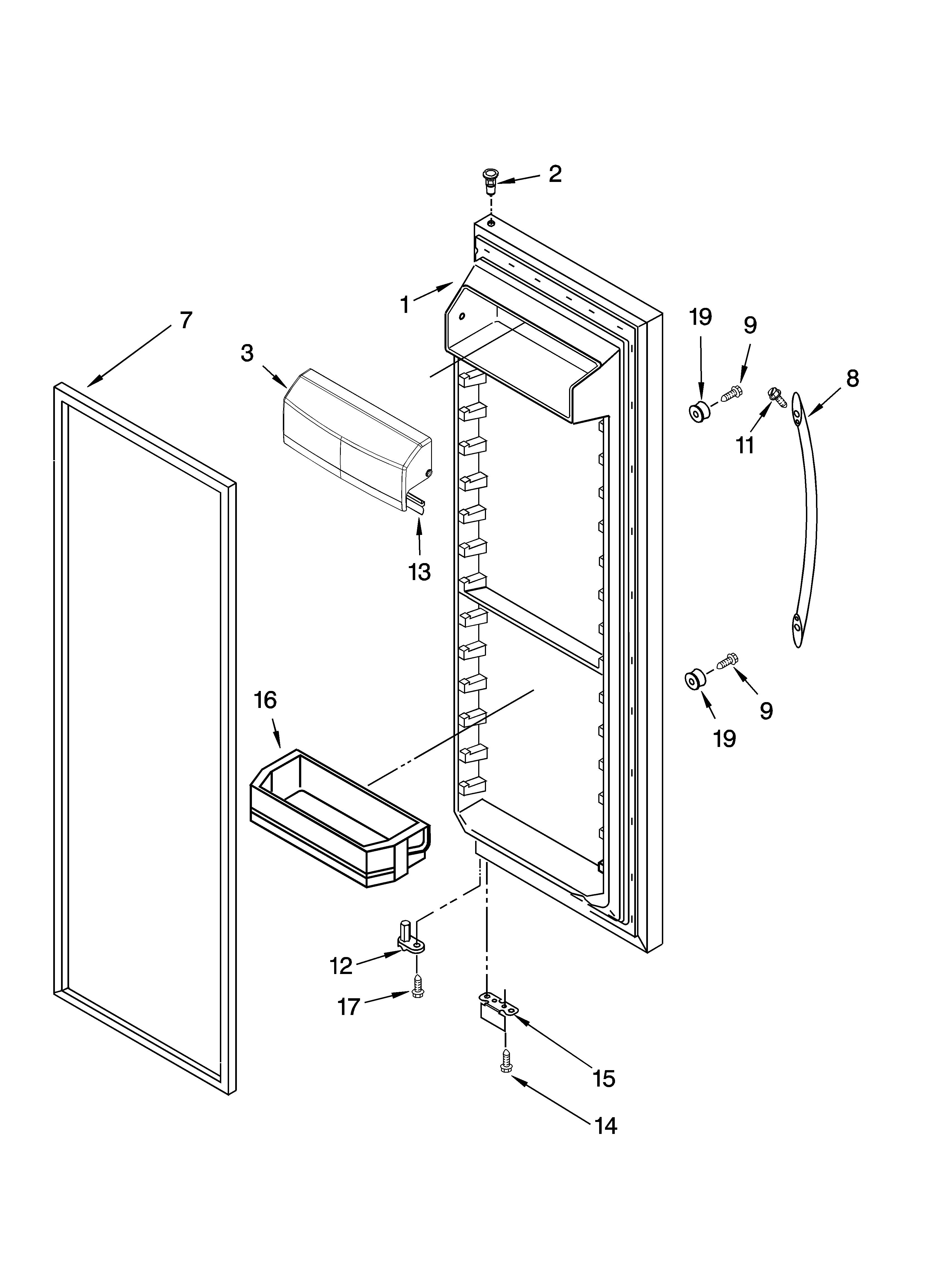 KitchenAid KSRL25FRSS01 refrigerator door parts diagram