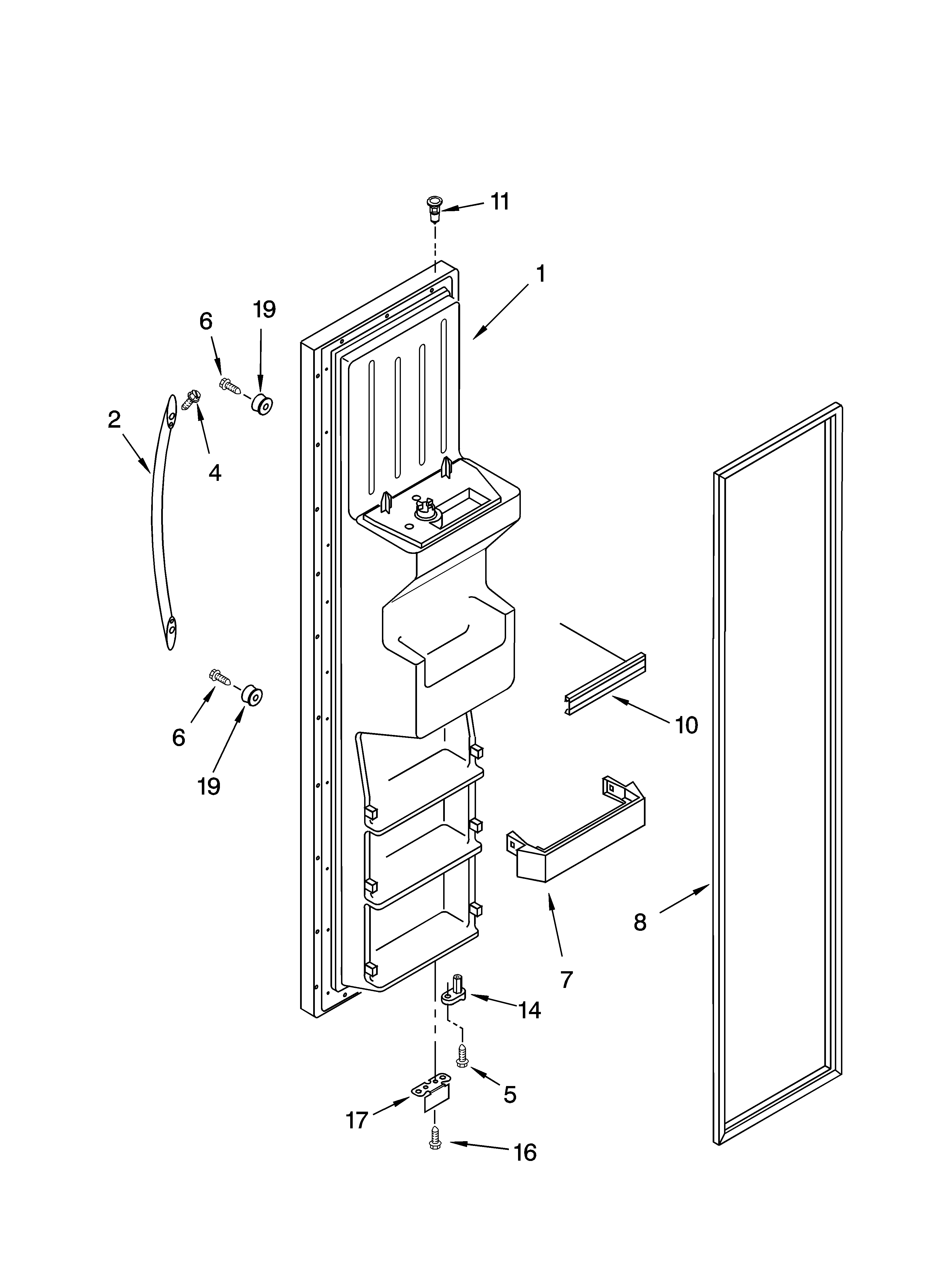 KitchenAid KSRL25FRSS01 freezer door parts diagram