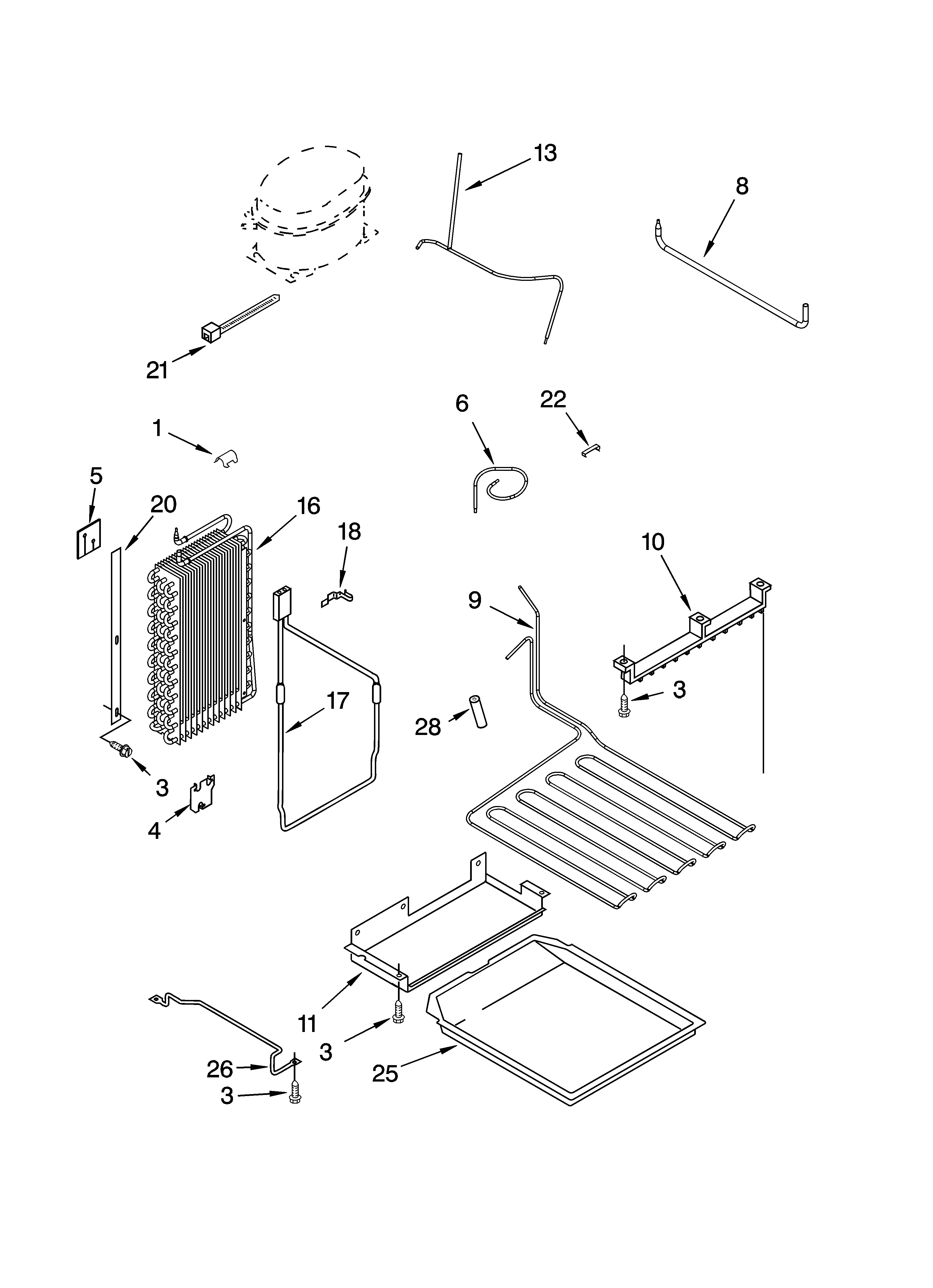 KitchenAid KSSC36QMS02 lower unit and tube parts diagram