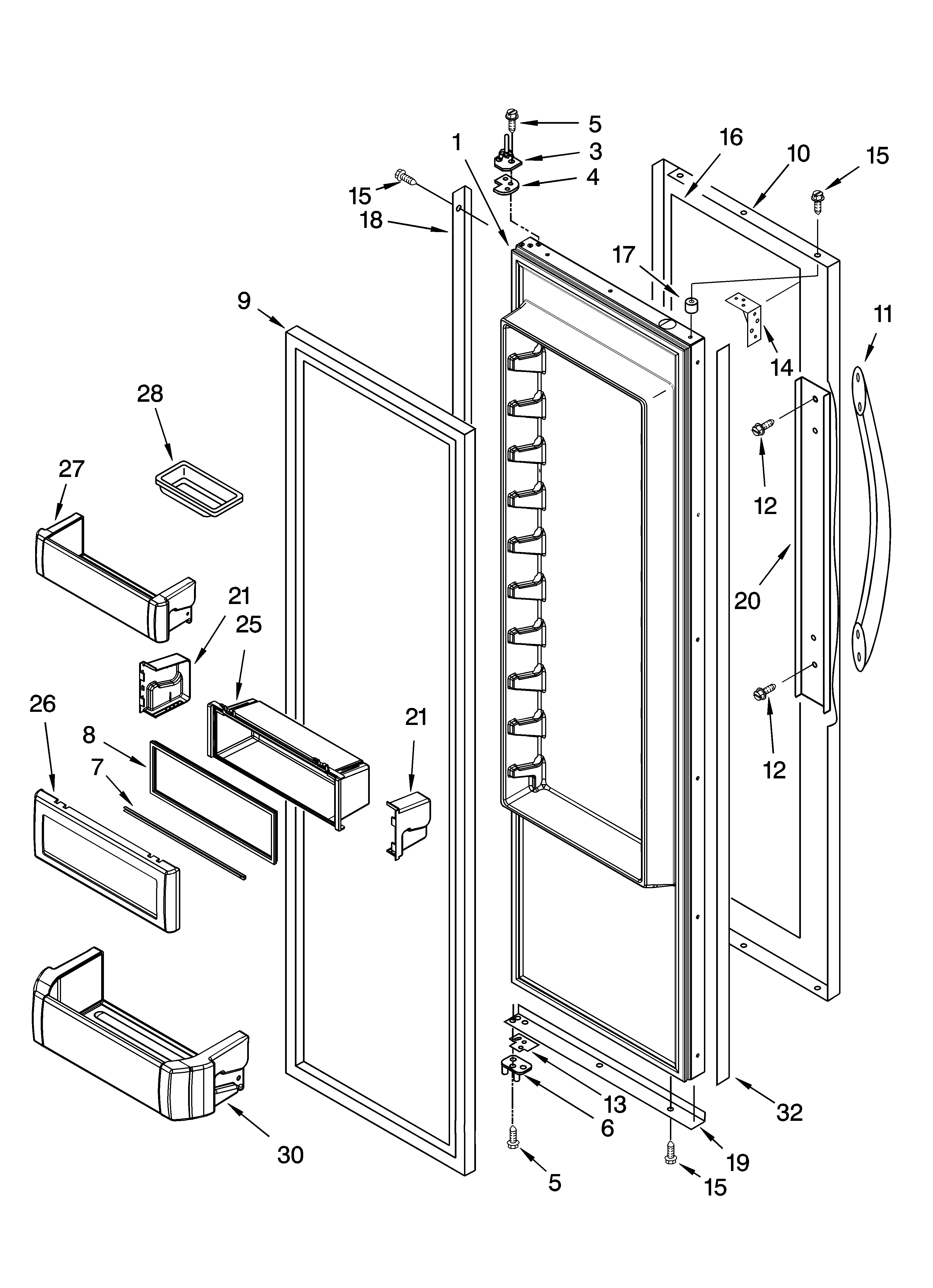 KitchenAid KSSC42FMS02 refrigerator door parts diagram