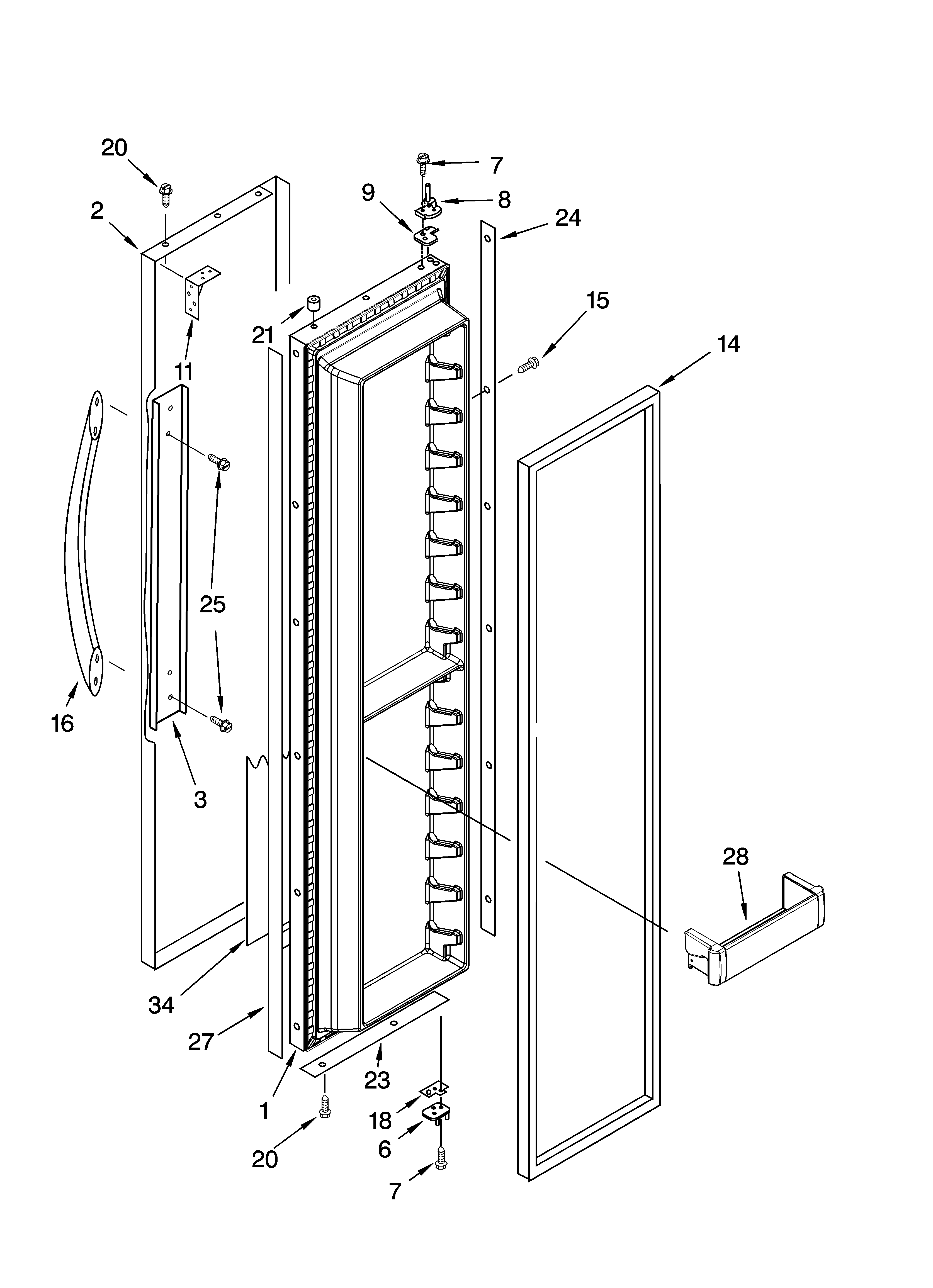KitchenAid KSSC42FMS02 freezer door parts diagram