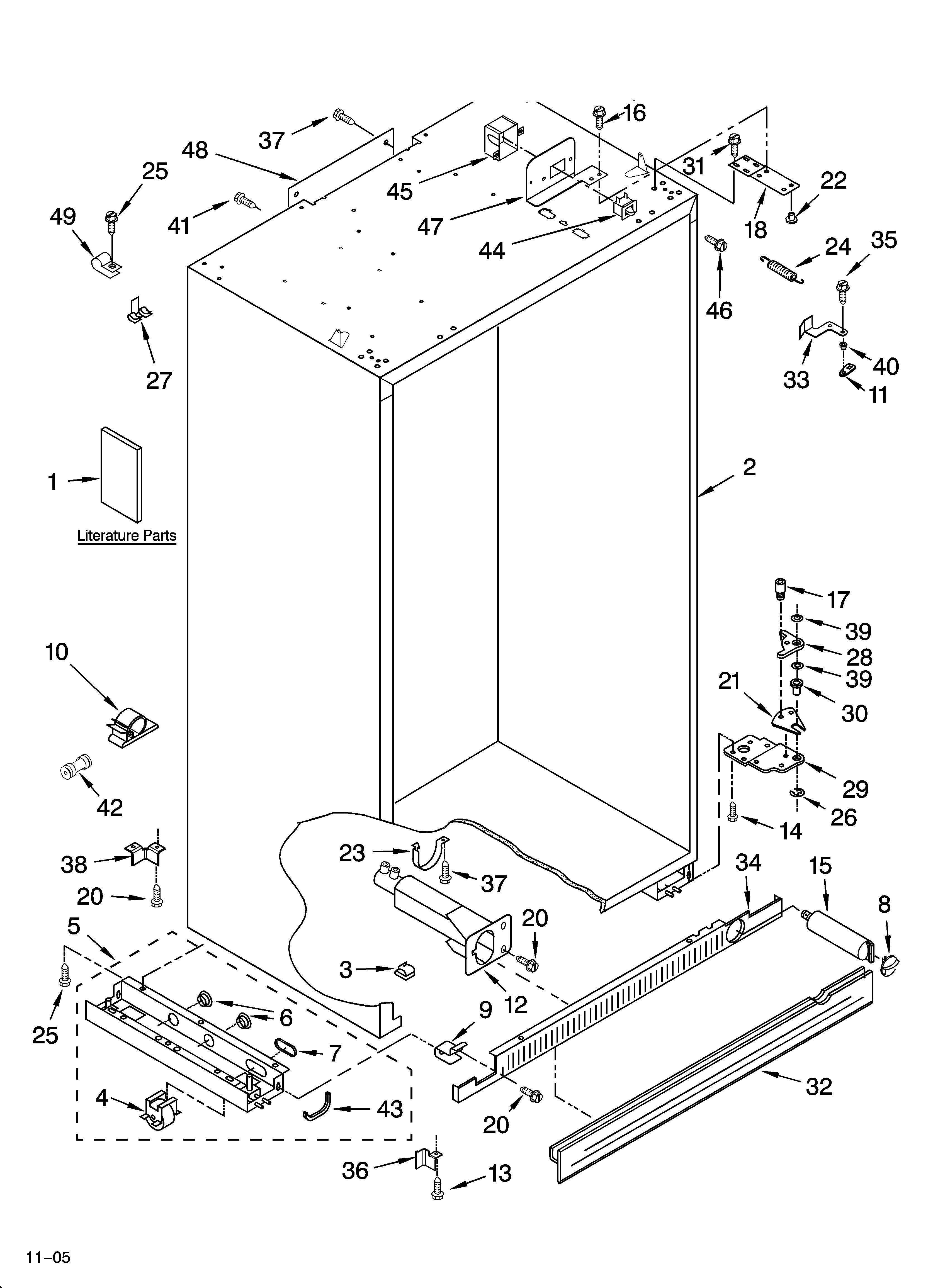 KitchenAid KSSO42QMX02 cabinet parts diagram