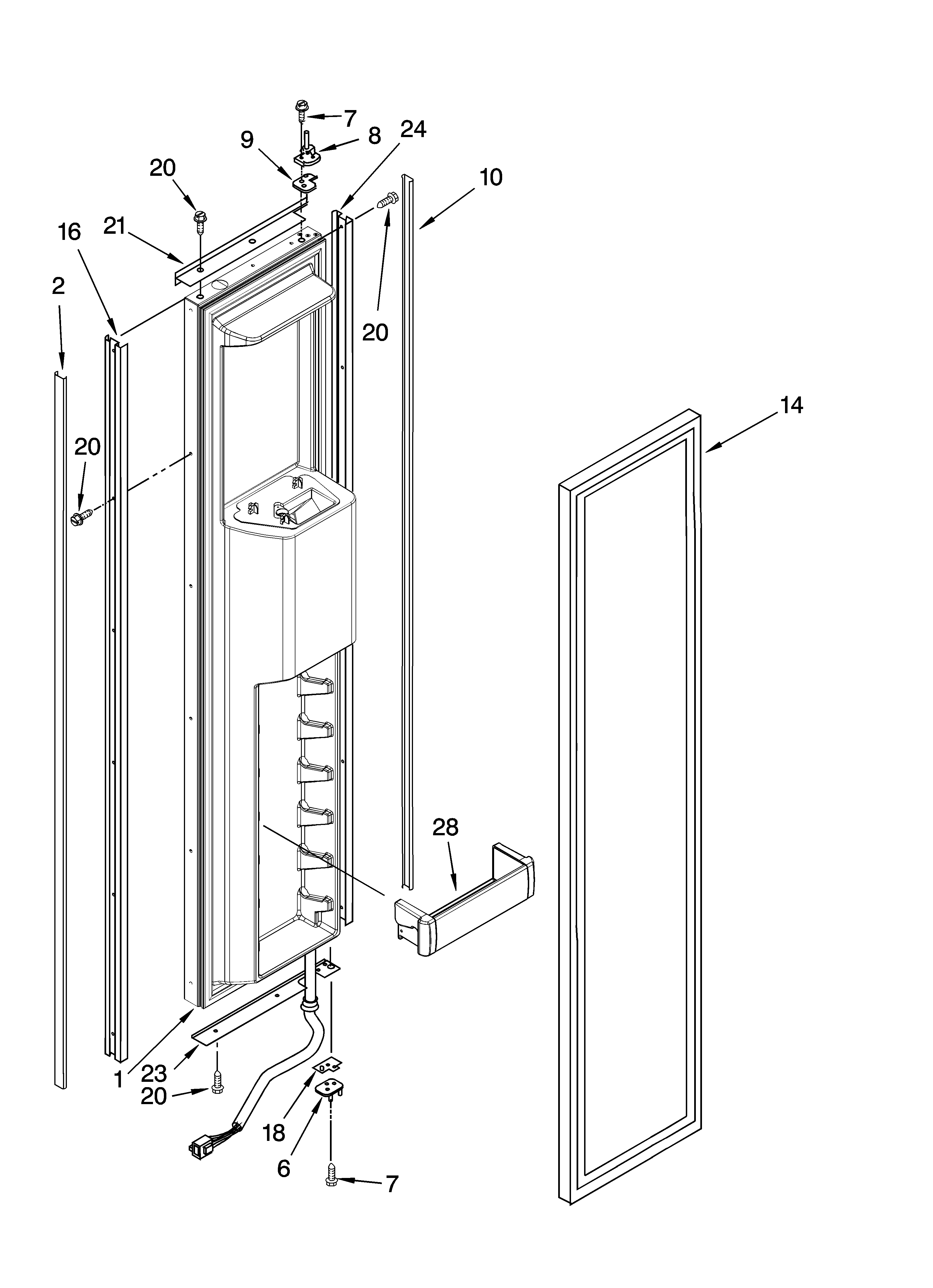 KitchenAid KSSO42QMX02 freezer door parts diagram