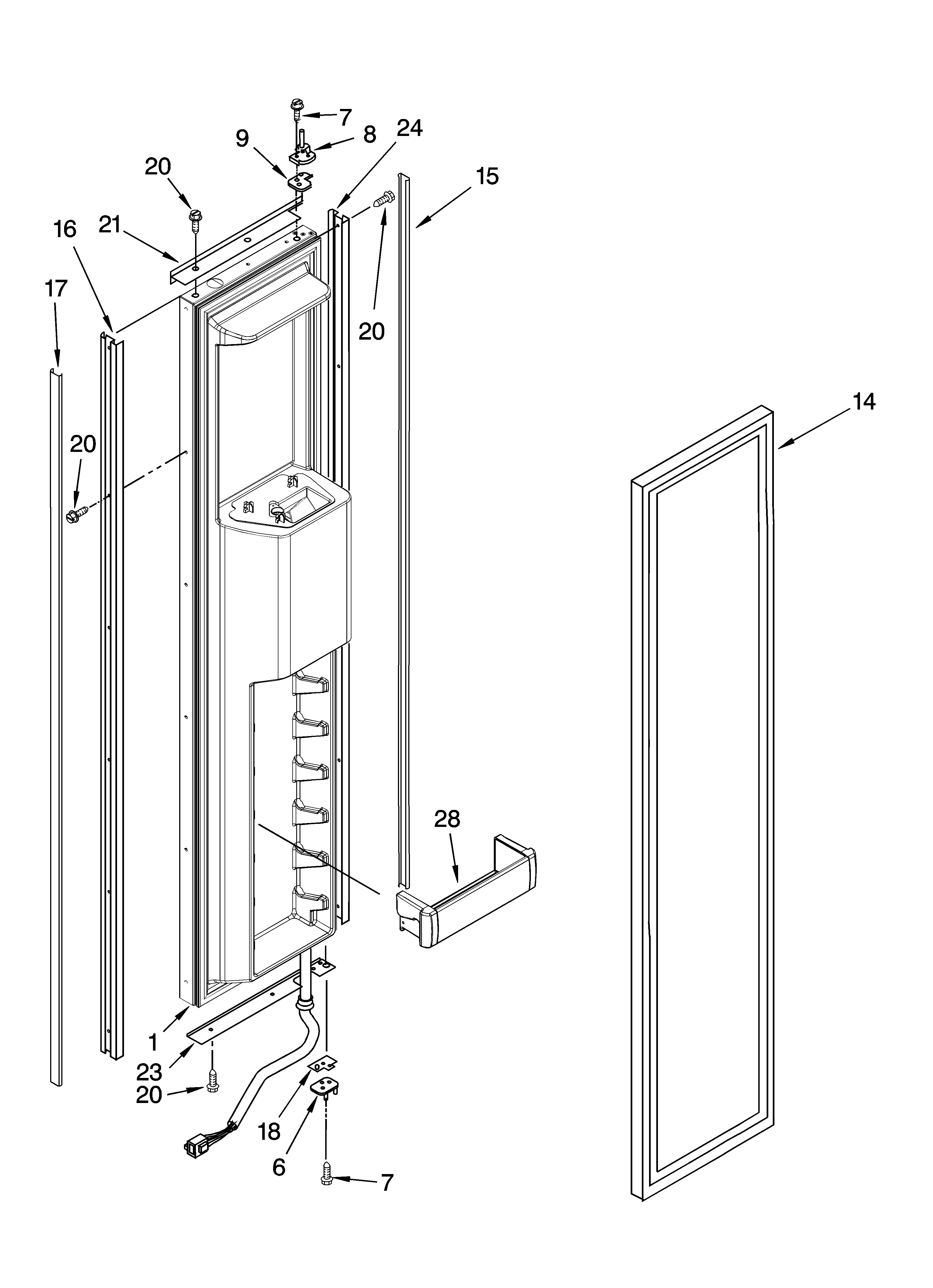 KitchenAid KSSO48QMX02 freezer door parts diagram