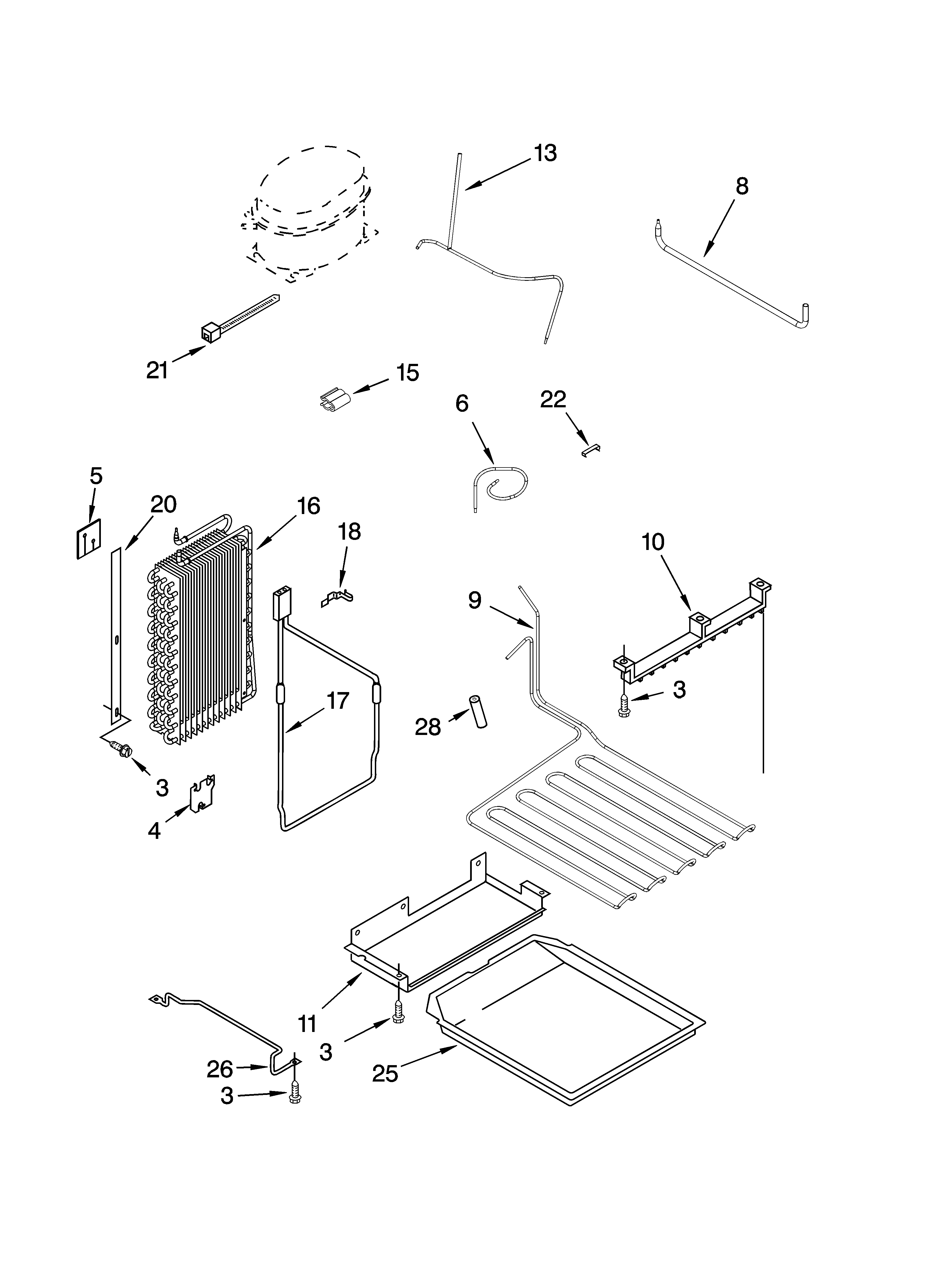 KitchenAid KSSO48QMX02 lower unit and tube parts diagram