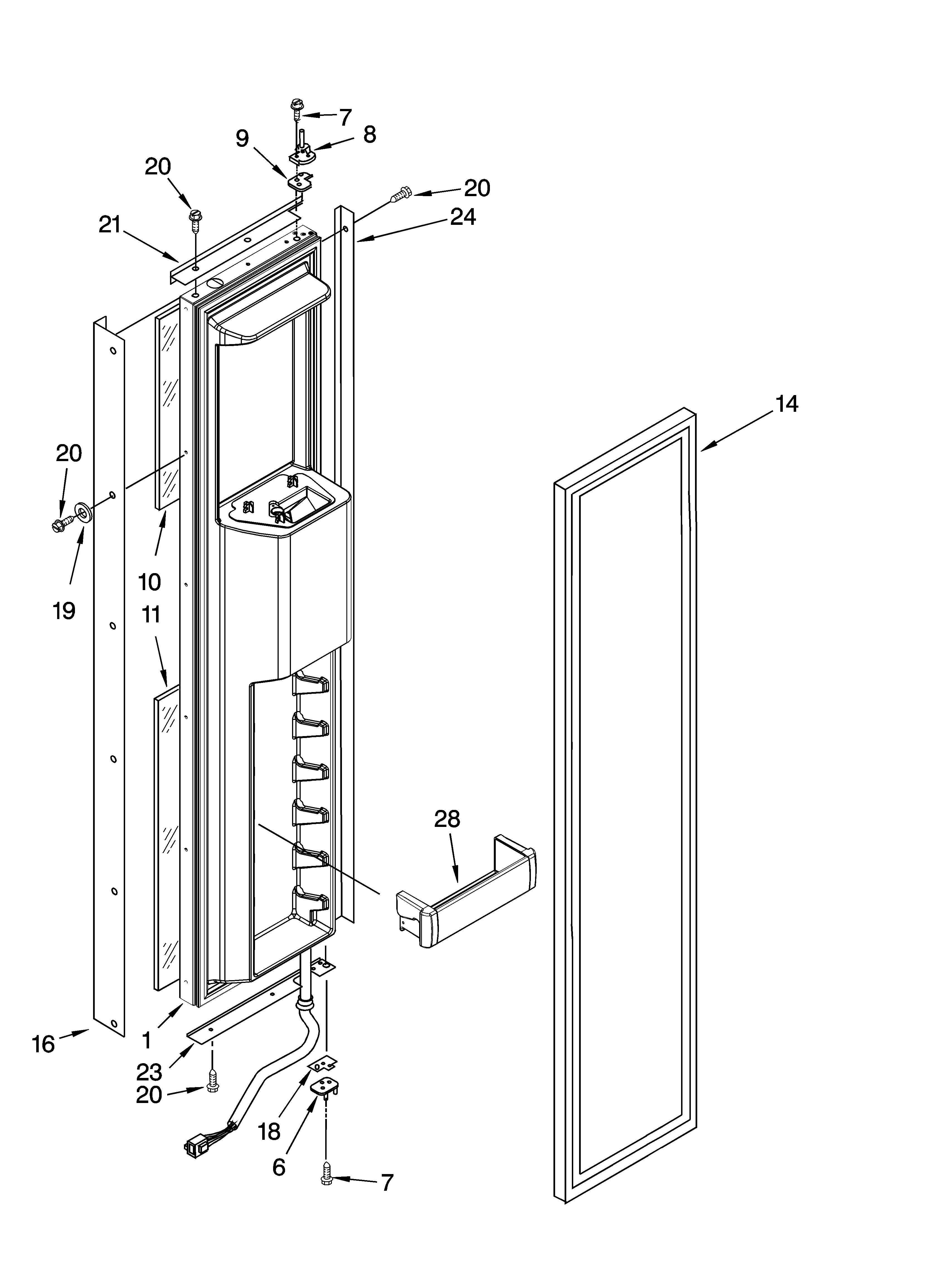 KitchenAid KSSP42QMS02 freezer door parts diagram