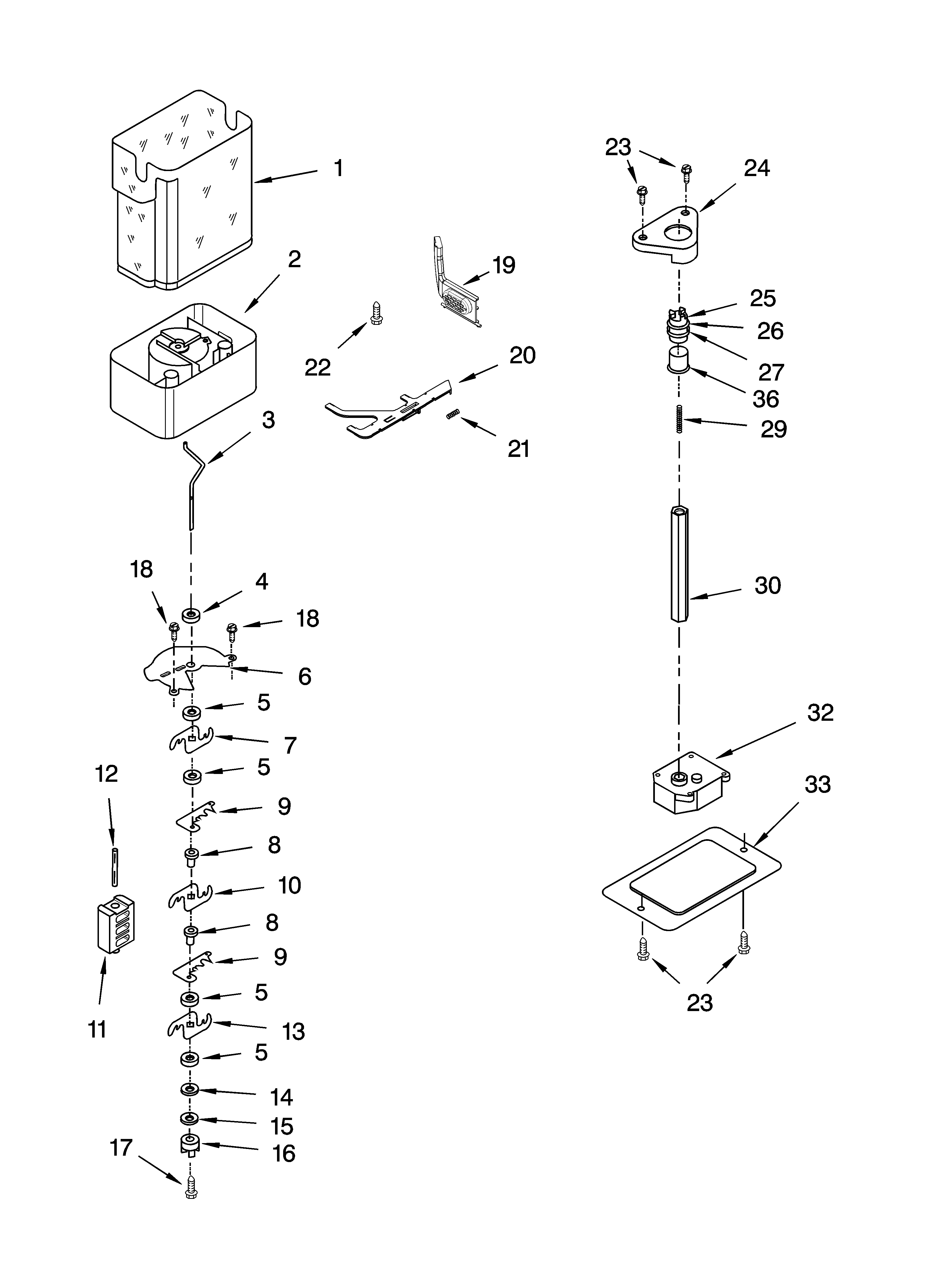 KitchenAid KSSP48QMS02 motor and ice container parts diagram