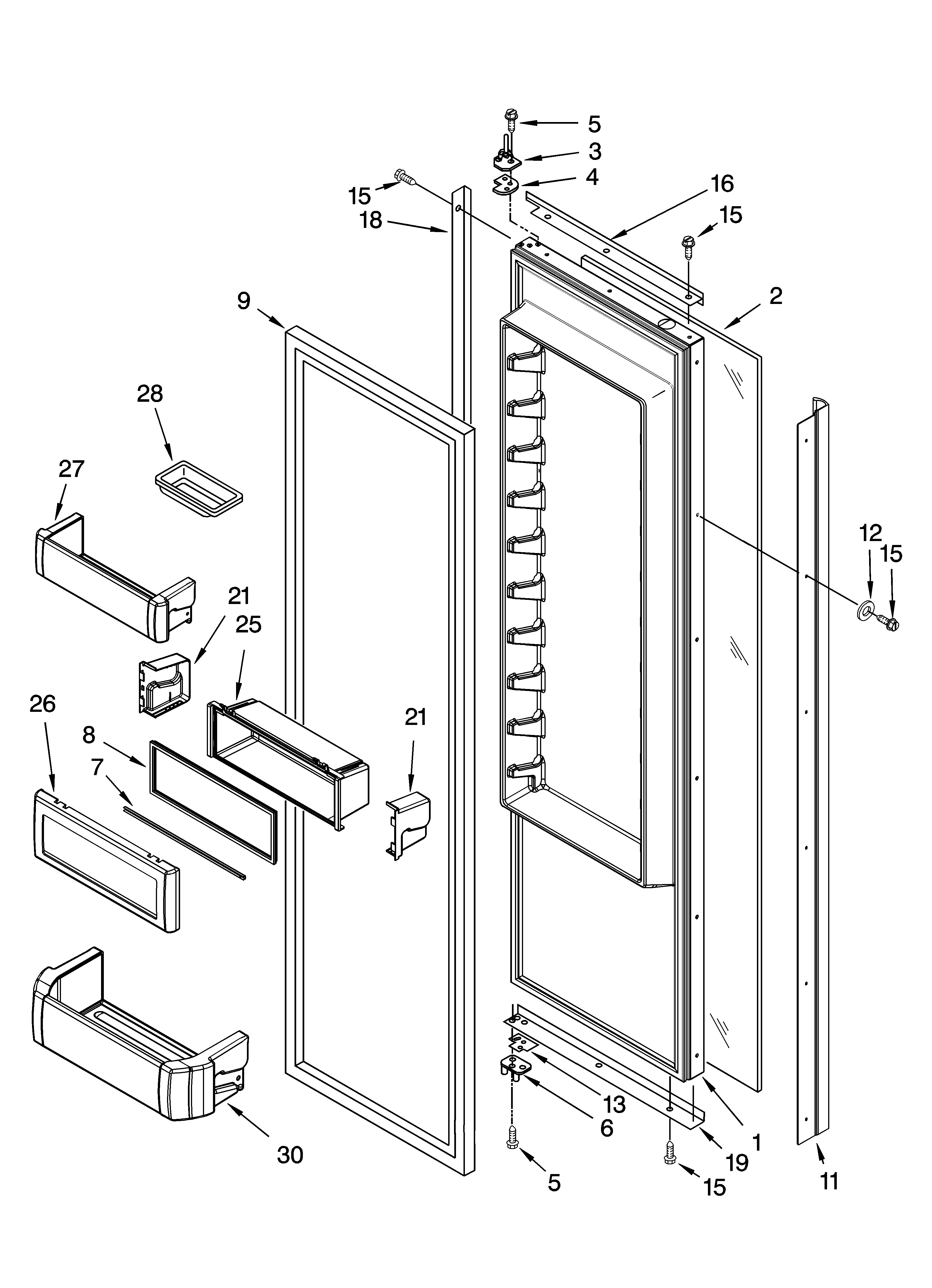 KitchenAid KSSP48QMS02 refrigerator door parts diagram