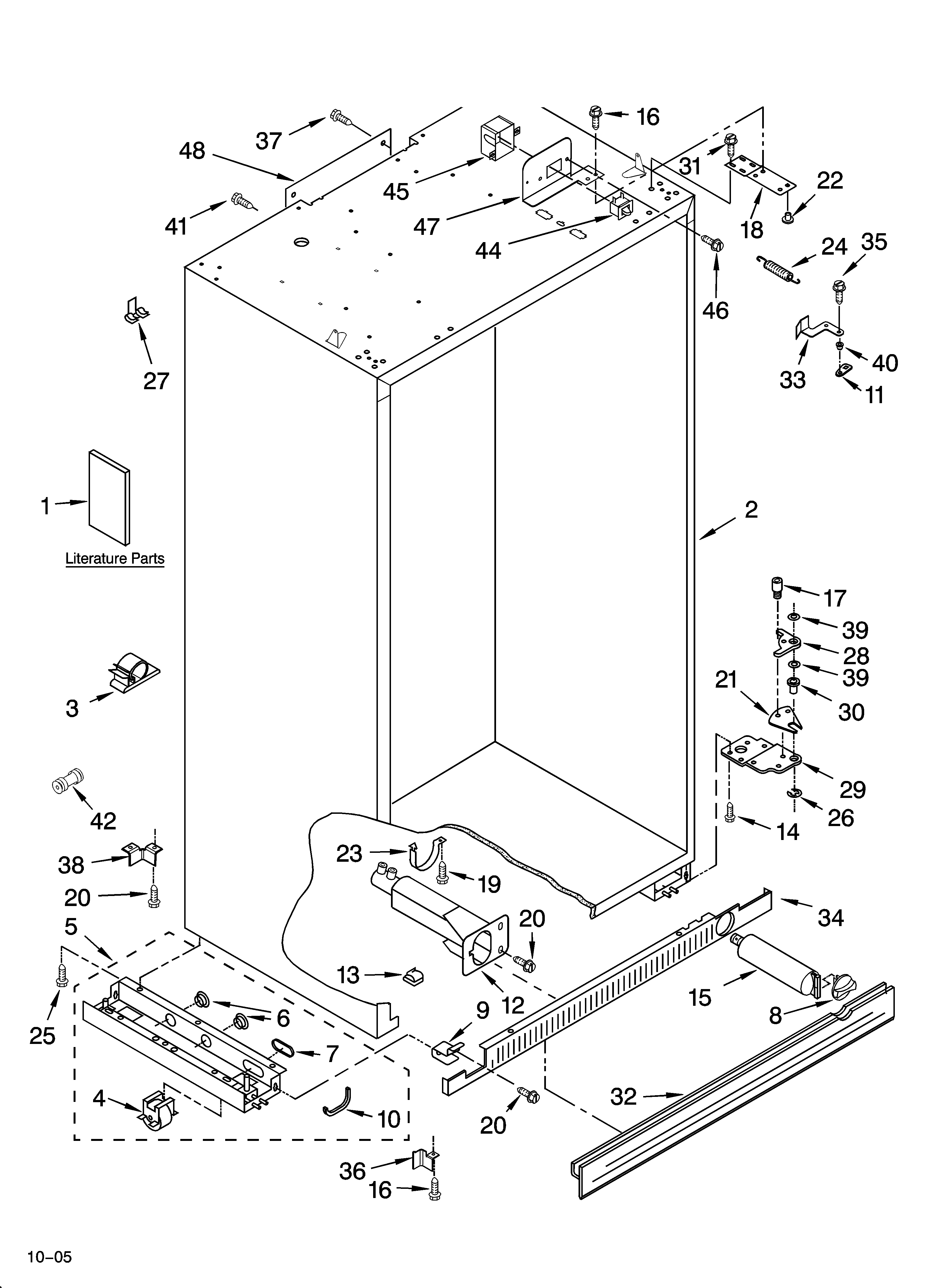 KitchenAid KSSS36QMW02 cabinet parts diagram