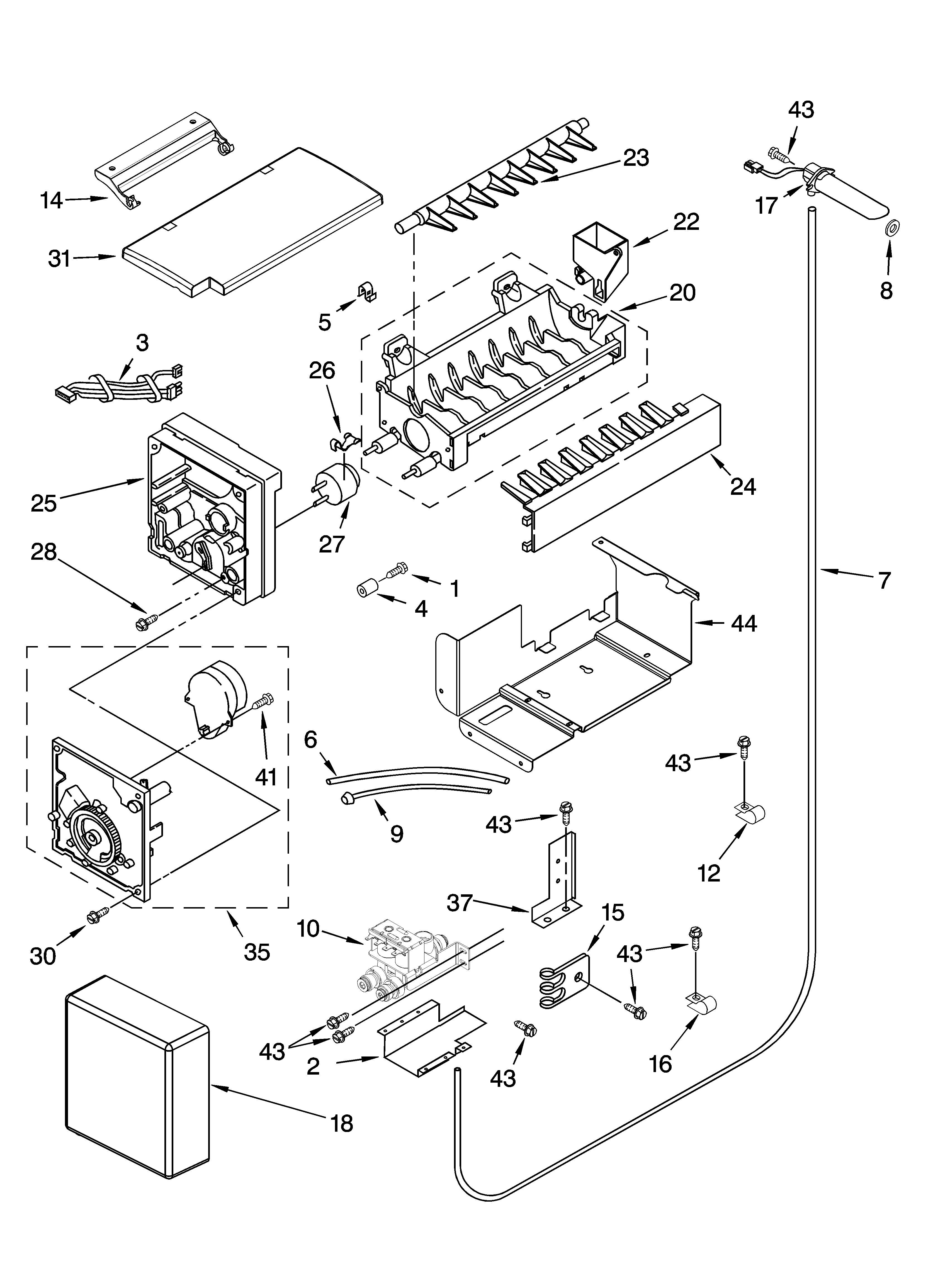 KitchenAid KSSS36QMW02 icemaker parts diagram