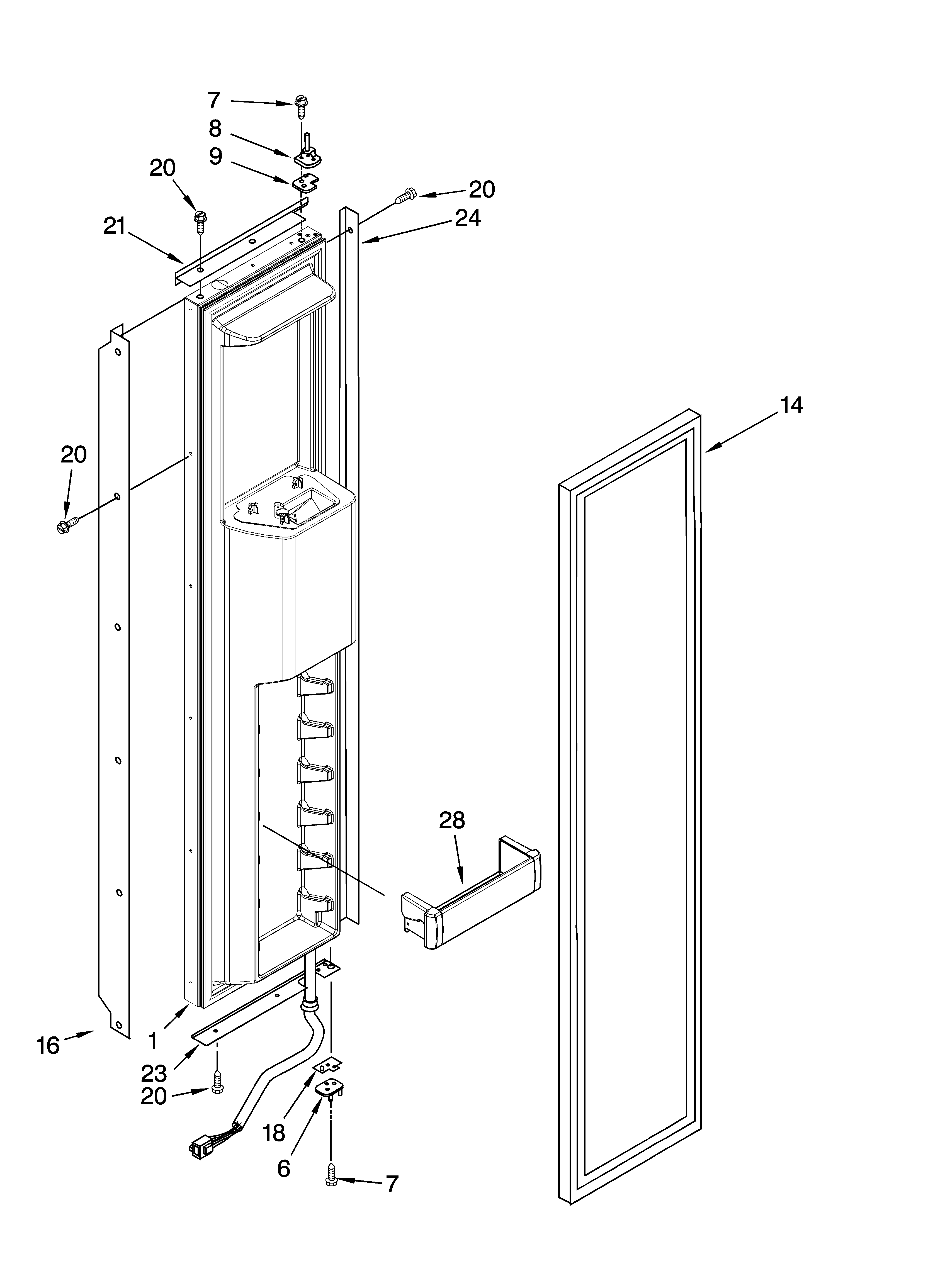 KitchenAid KSSS42QMX02 freezer door parts diagram