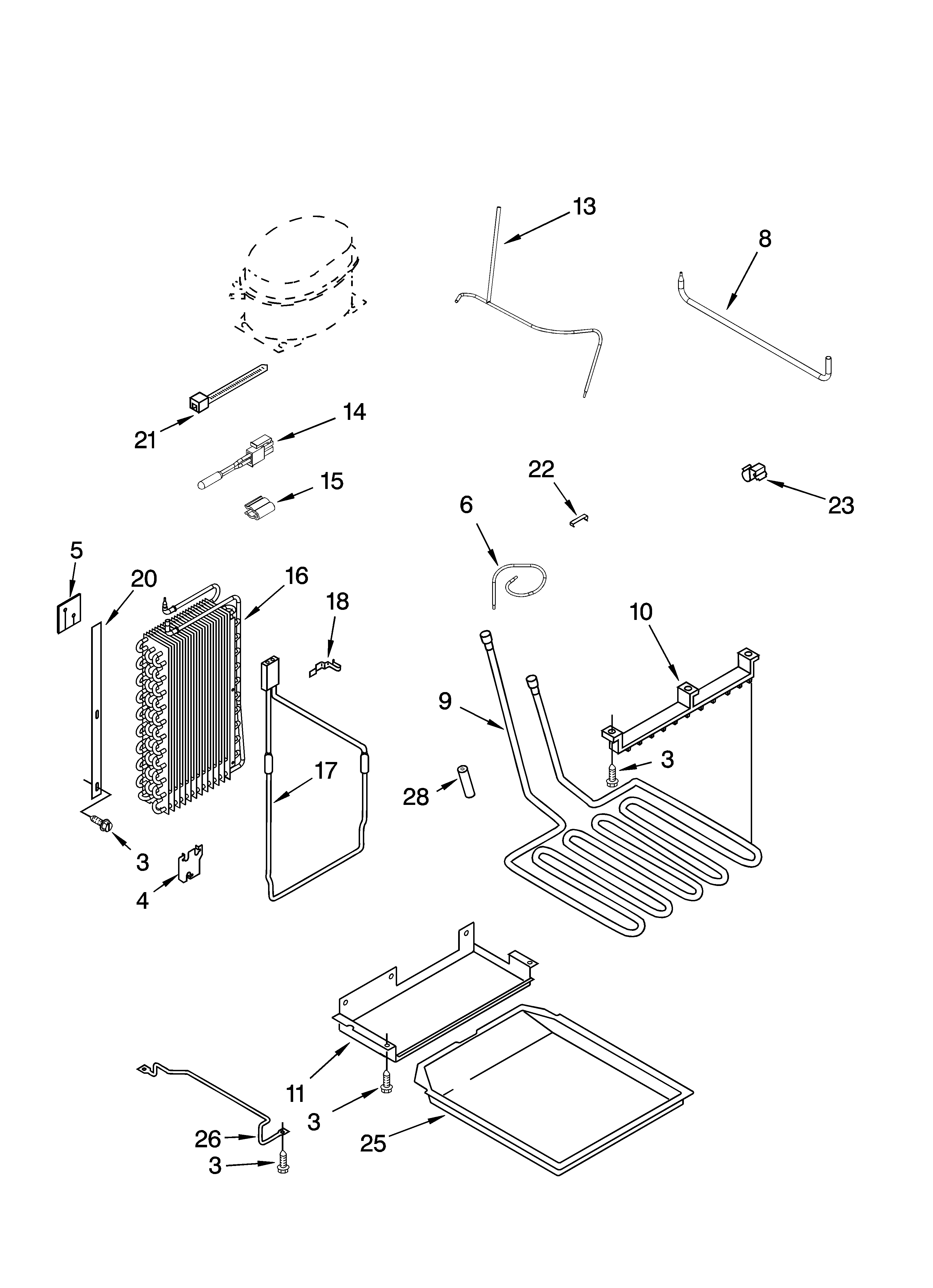 KitchenAid KSSS42QMX02 lower unit and tube parts diagram