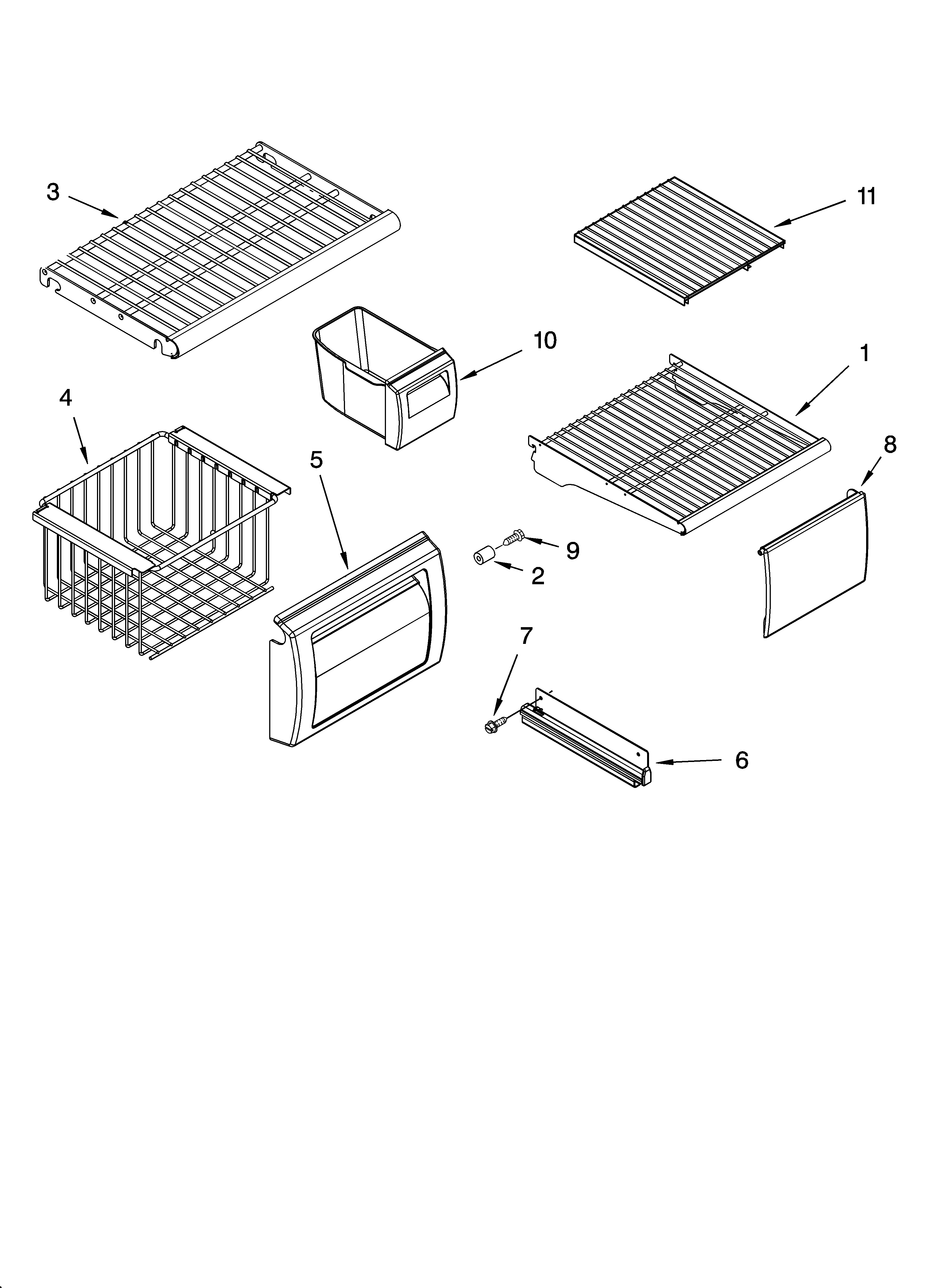 KitchenAid KSSS48FMX02 freezer shelf parts diagram